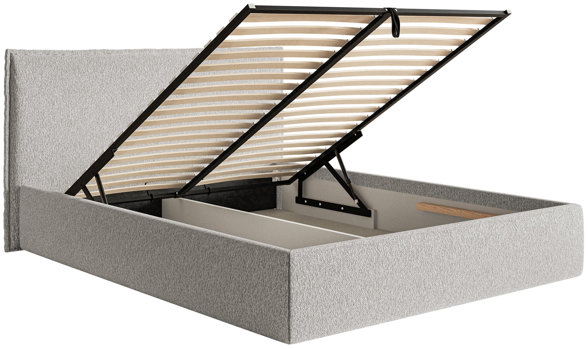 Łóżko tapicerowane Softie Slim 180x200 cm z pojemnikiem jasnoszare szenil - materiał drewno