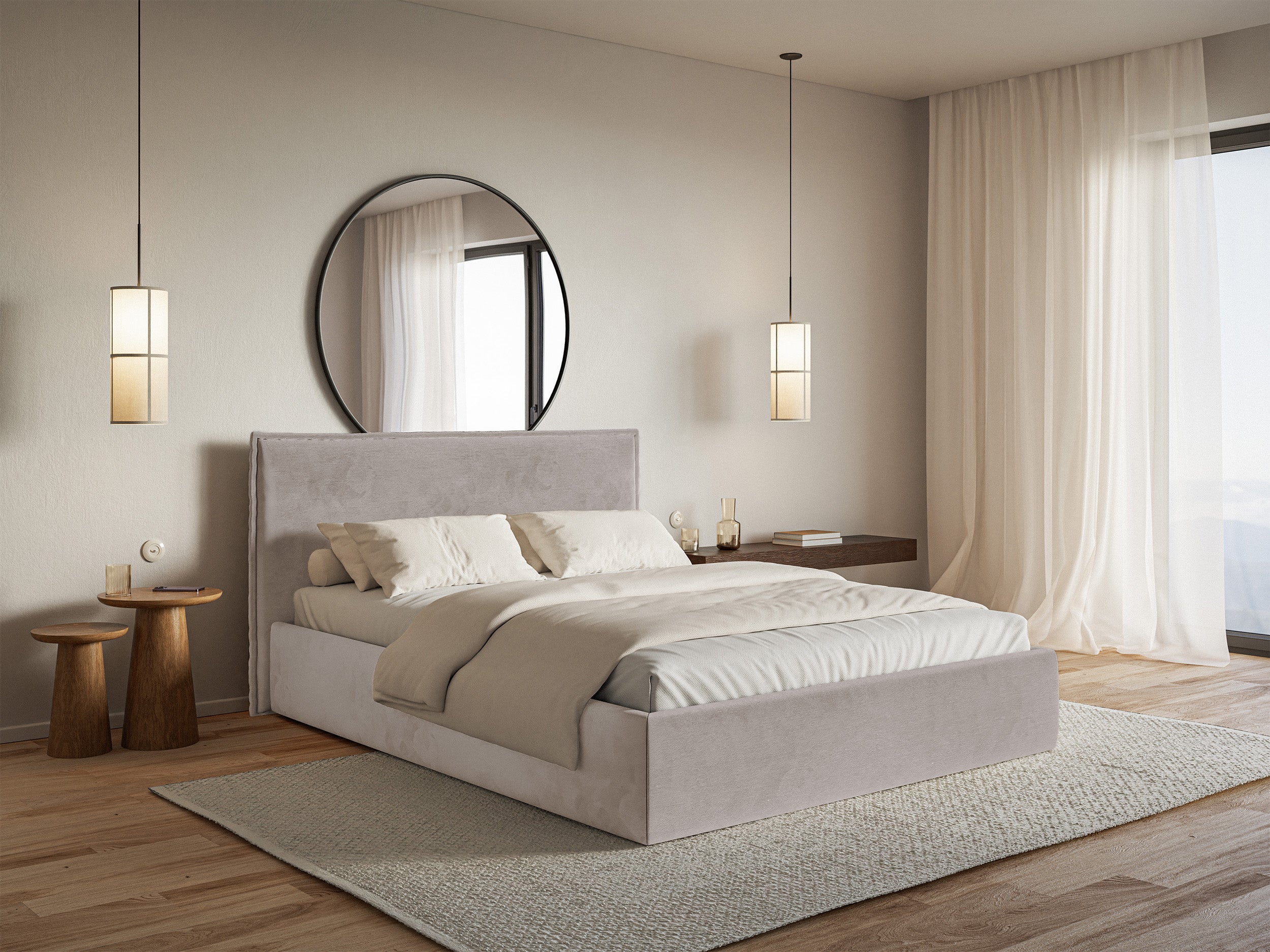 Łóżko tapicerowane 180x200 cm Softie Slim szarobrązowe welur hydrofobowy