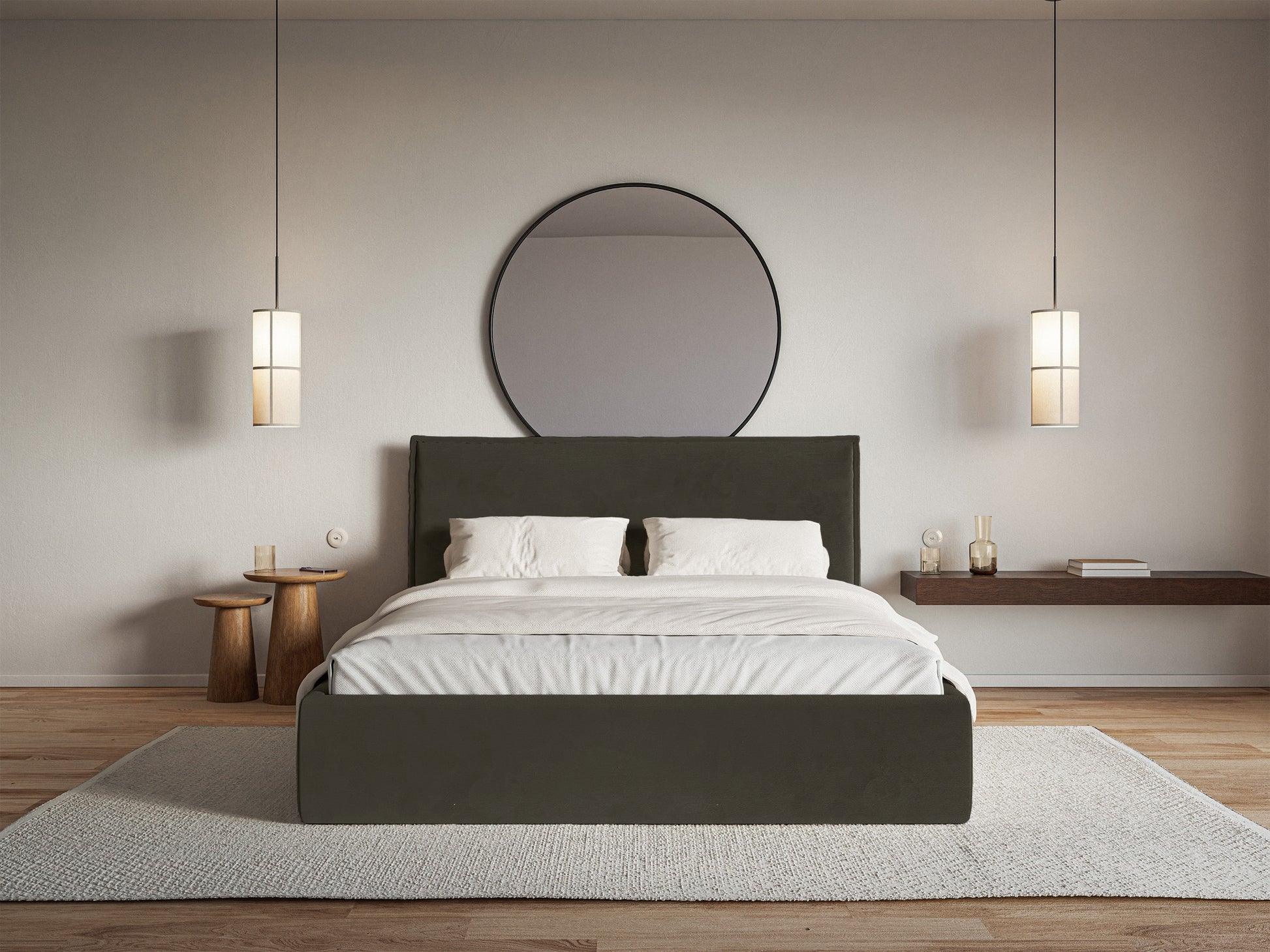 Łóżko tapicerowane Softie Slim 140x200 cm z pojemnikiem ciemnozielone welur hydrofobowy - podnośnik gazowy