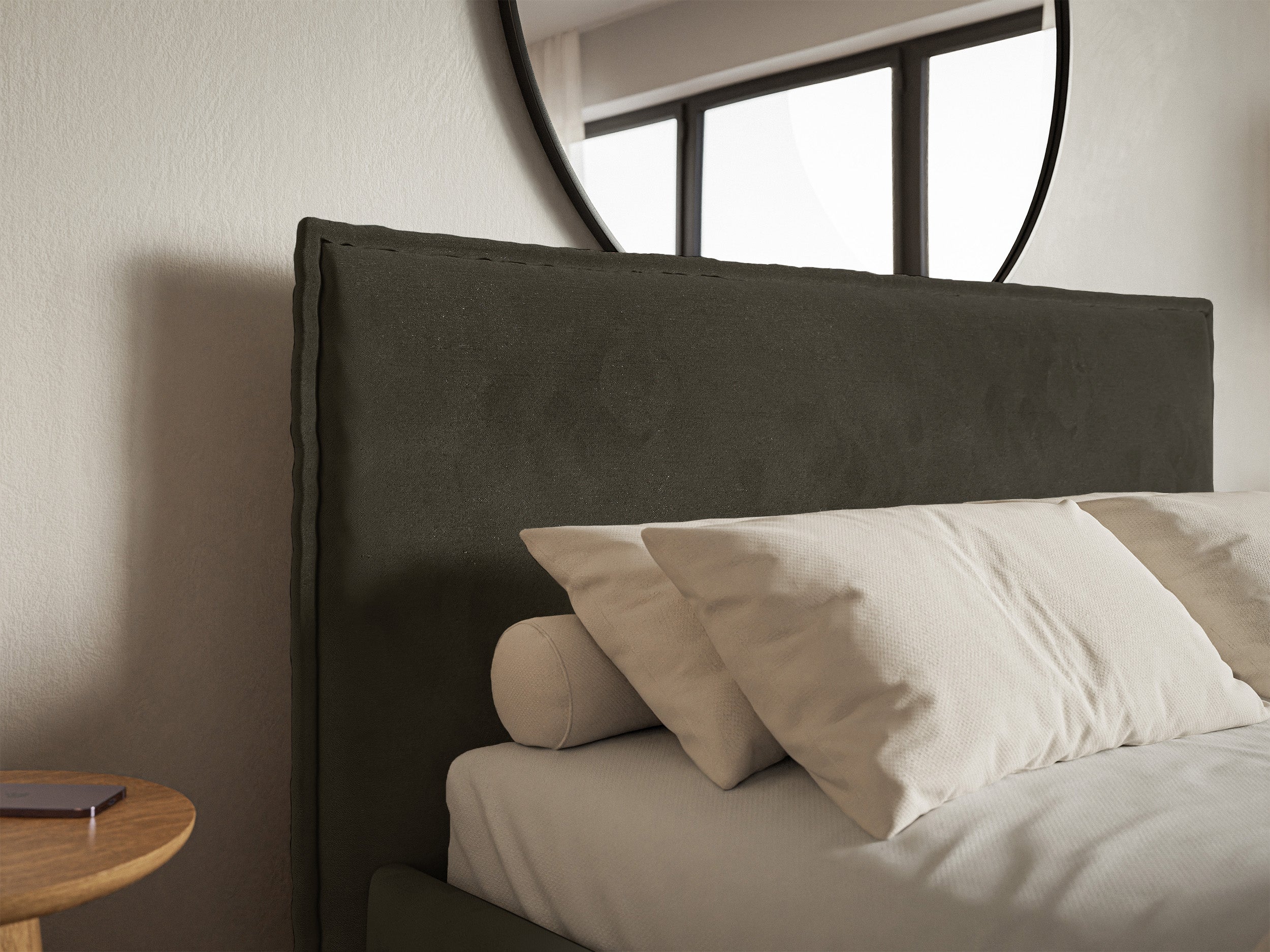 Łóżko tapicerowane 200x200 cm Softie Slim ciemnozielone welur hydrofobowy