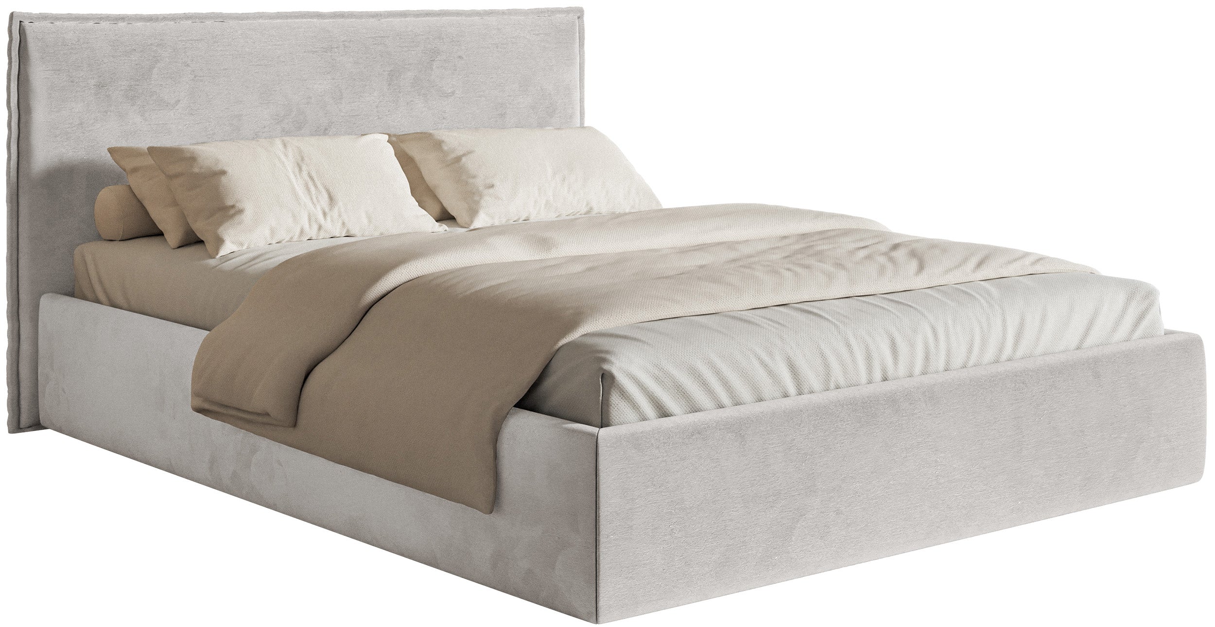 Łóżko tapicerowane 180x200 cm Softie Slim jasnoszare welur hydrofobowy