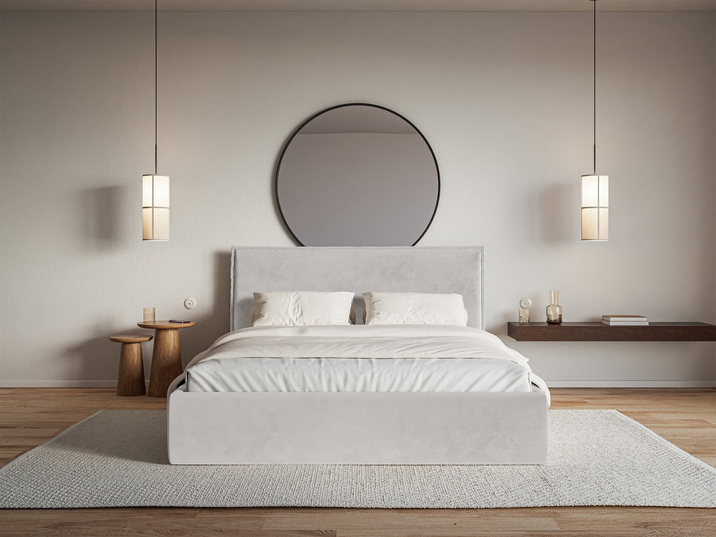 Łóżko tapicerowane 180x200 cm Softie Slim jasnoszare welur hydrofobowy