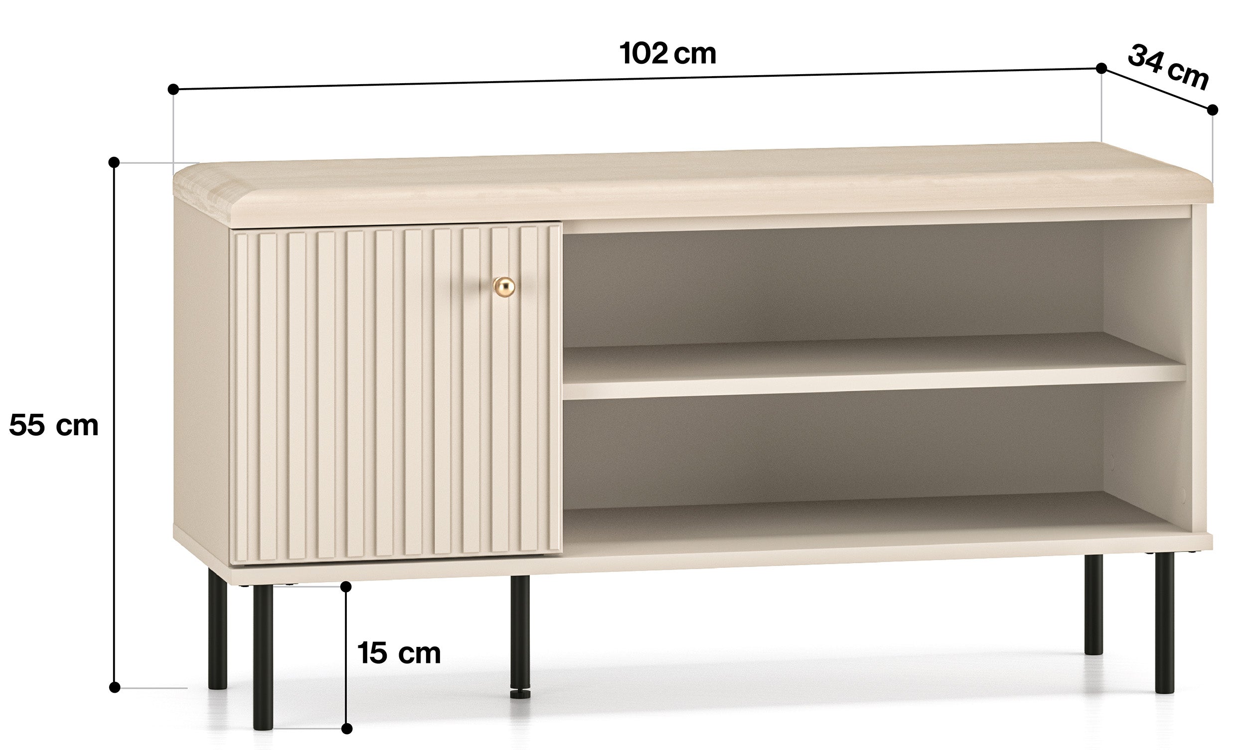 Szafka na buty Caletto 102 cm z siedziskiem - głębokość 34 cm