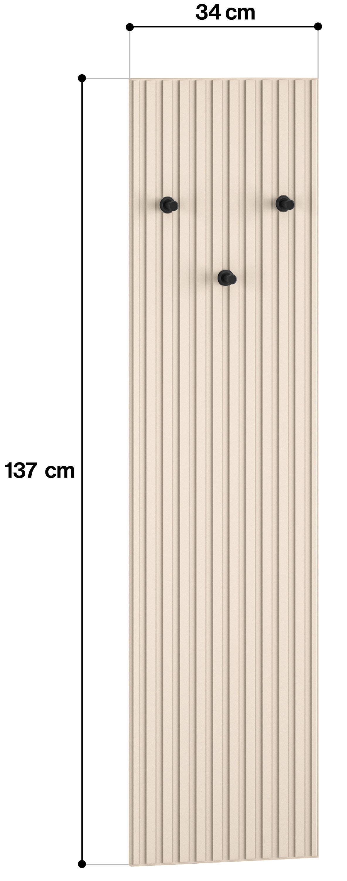 Wieszak ścienny Caletto 34 cm ozdobne lamele beżowy