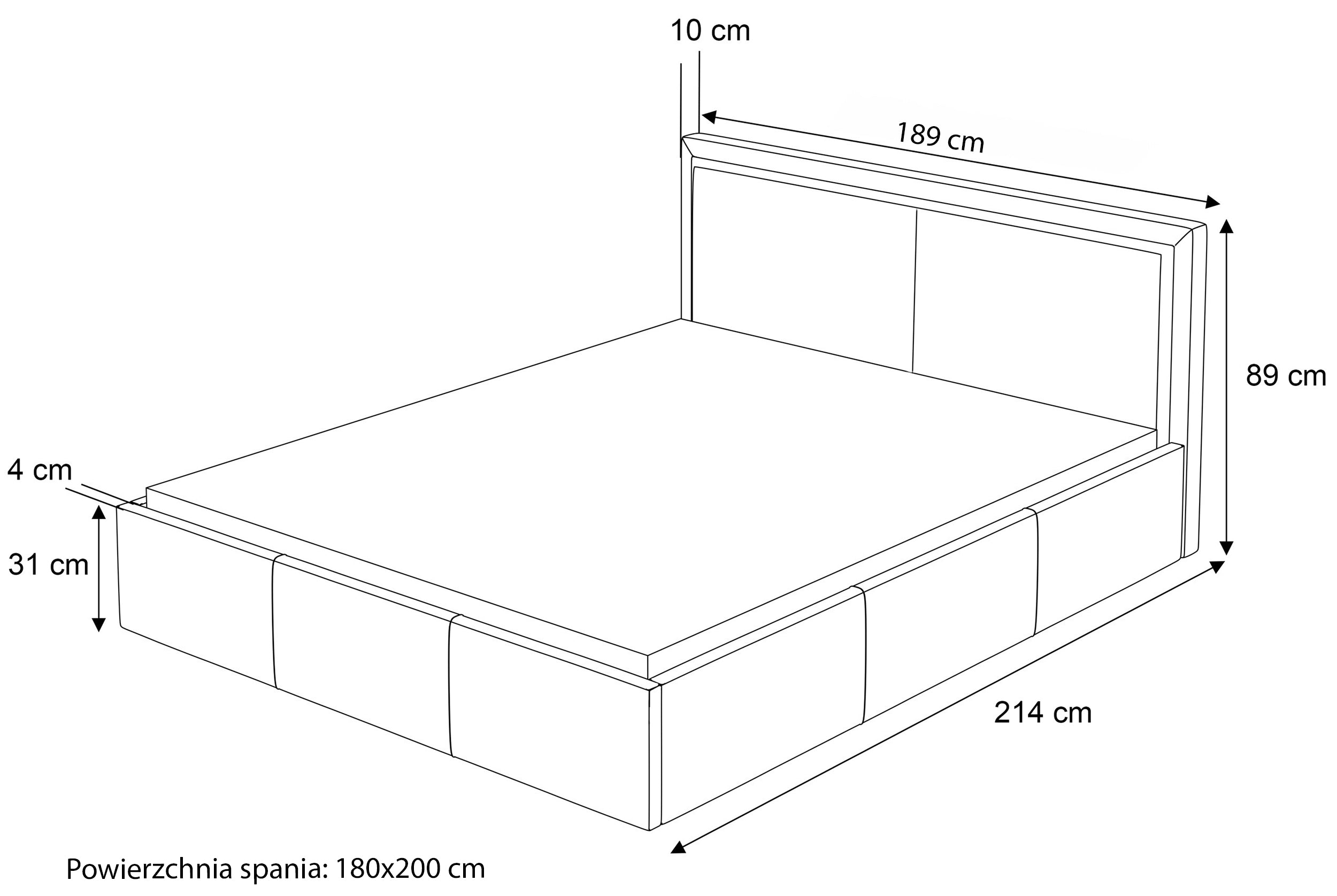 Łóżko tapicerowane 180x200 cm Soave II z pojemnikiem i metalowym stelażem jasnobeżowy welur