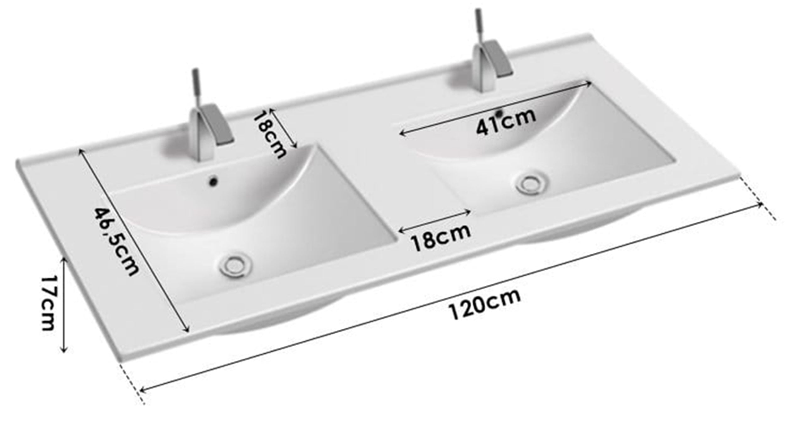 Zestaw łazienkowy z dwiema szafkami i dwiema umywalkami Aqua 120 cm ryflowane fronty biały mat