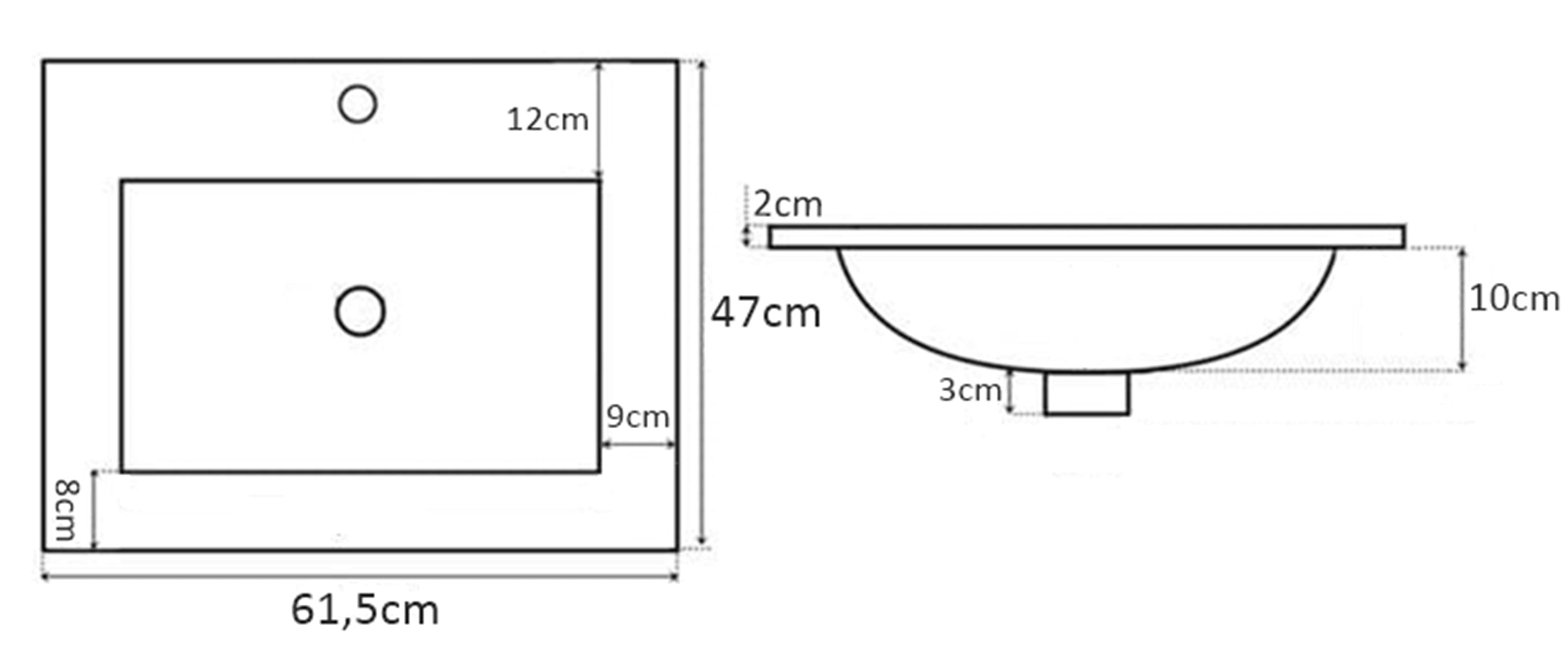 Szafka łazienkowa z umywalką Stella 60 cm ryflowane fronty orzech / czarny mat