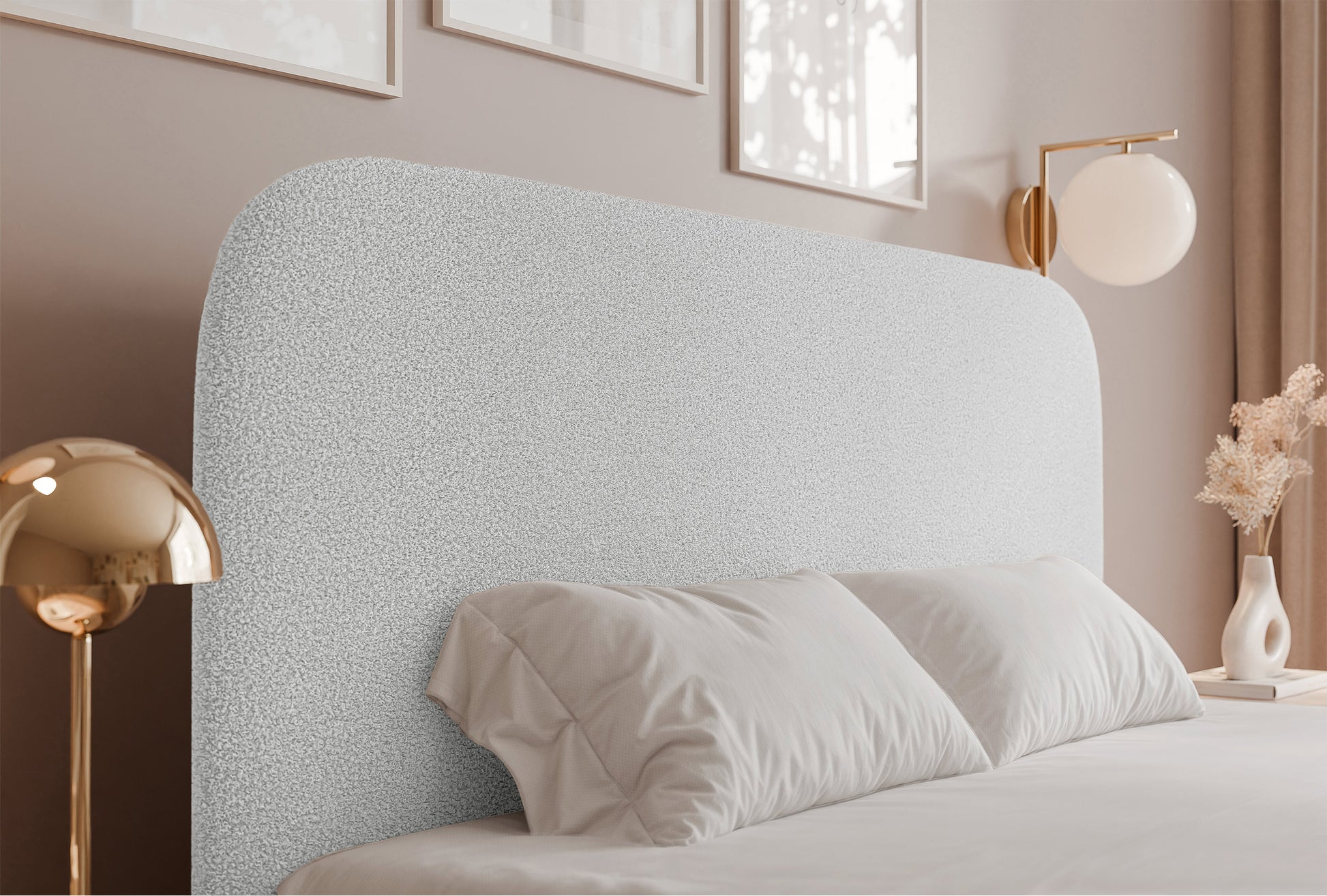 Łóżko tapicerowane Sonvivo 160x200 cm z pojemnikiem na pościel białe boucle - materiał drewno