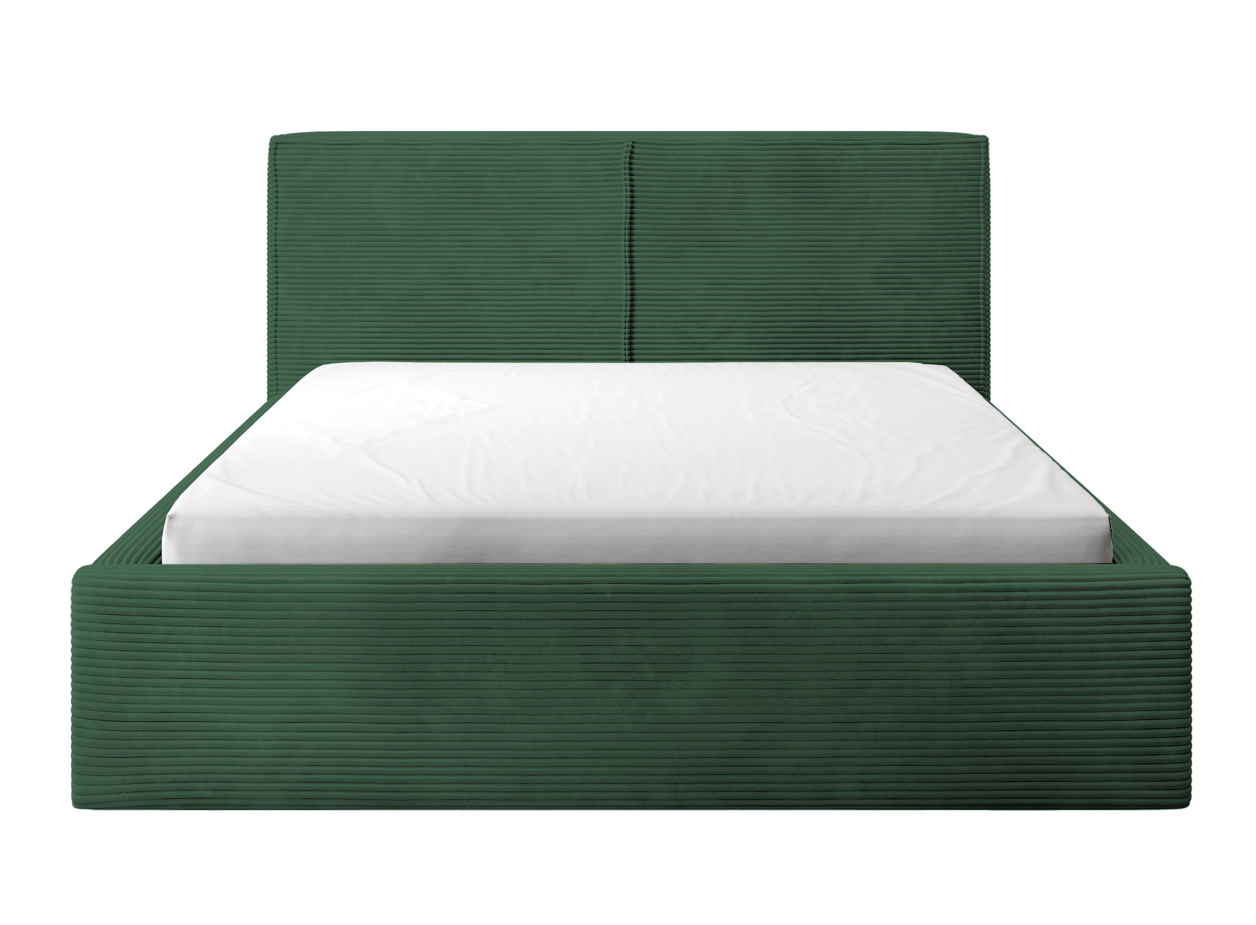 Łóżko tapicerowane Farese 140x200 cm ciemnozielone z pojemnikiem i siłownikiem gazowym ciemnozielone - materiał metal