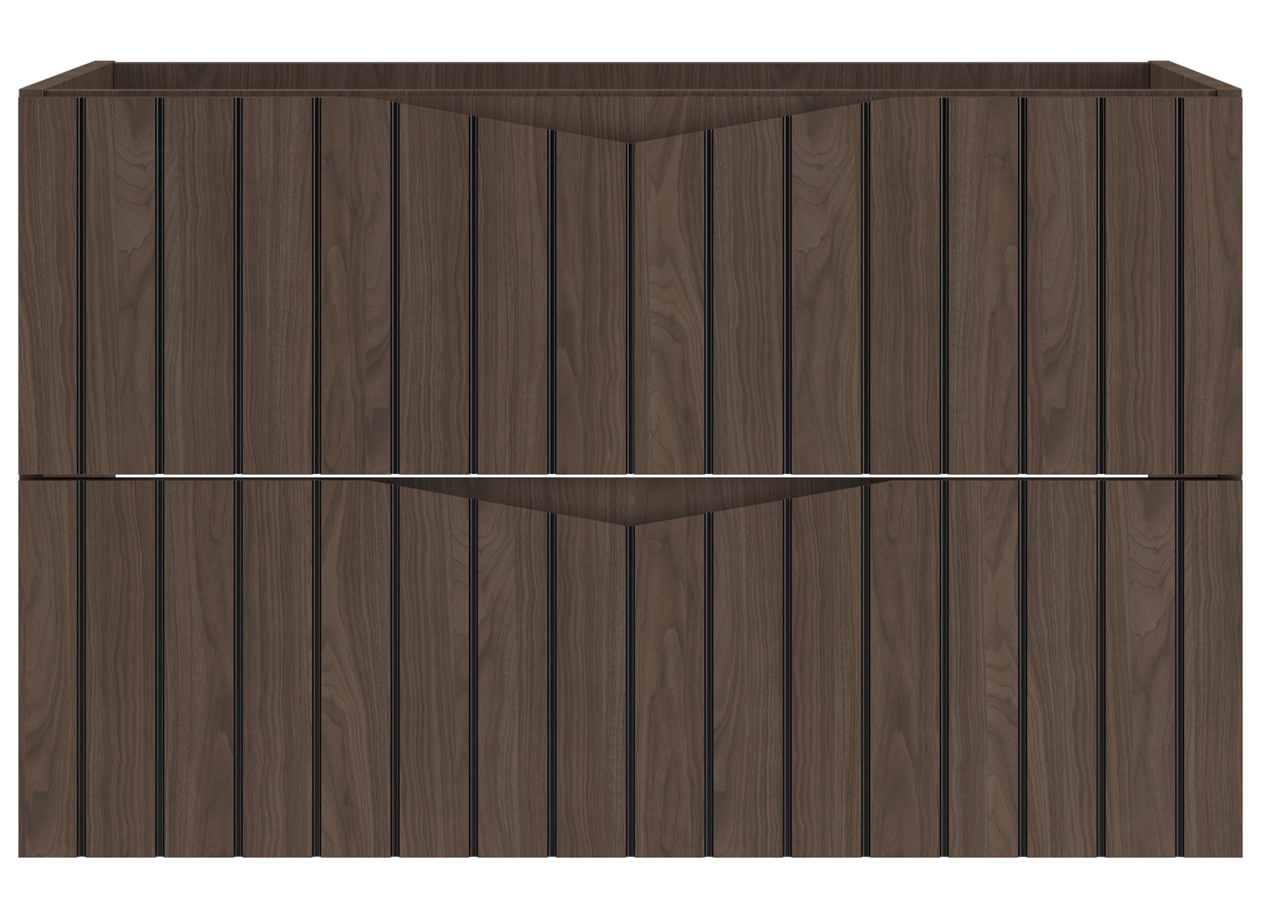 Szafka pod umywalkę Stella 80 cm ryflowane fronty orzech / czarny mat