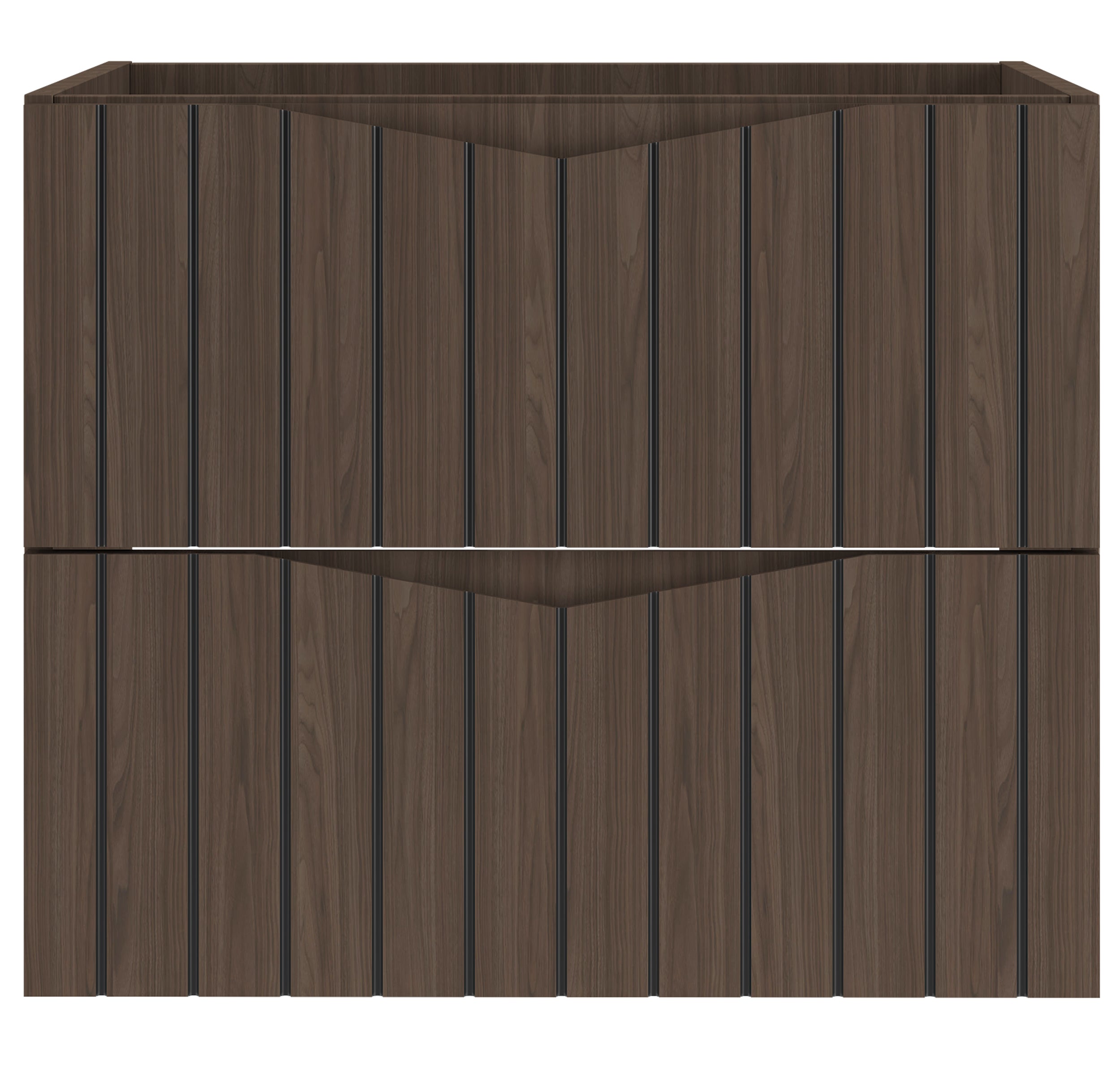 Szafka pod umywalkę Stella 60 cm ryflowane fronty orzech / czarny mat