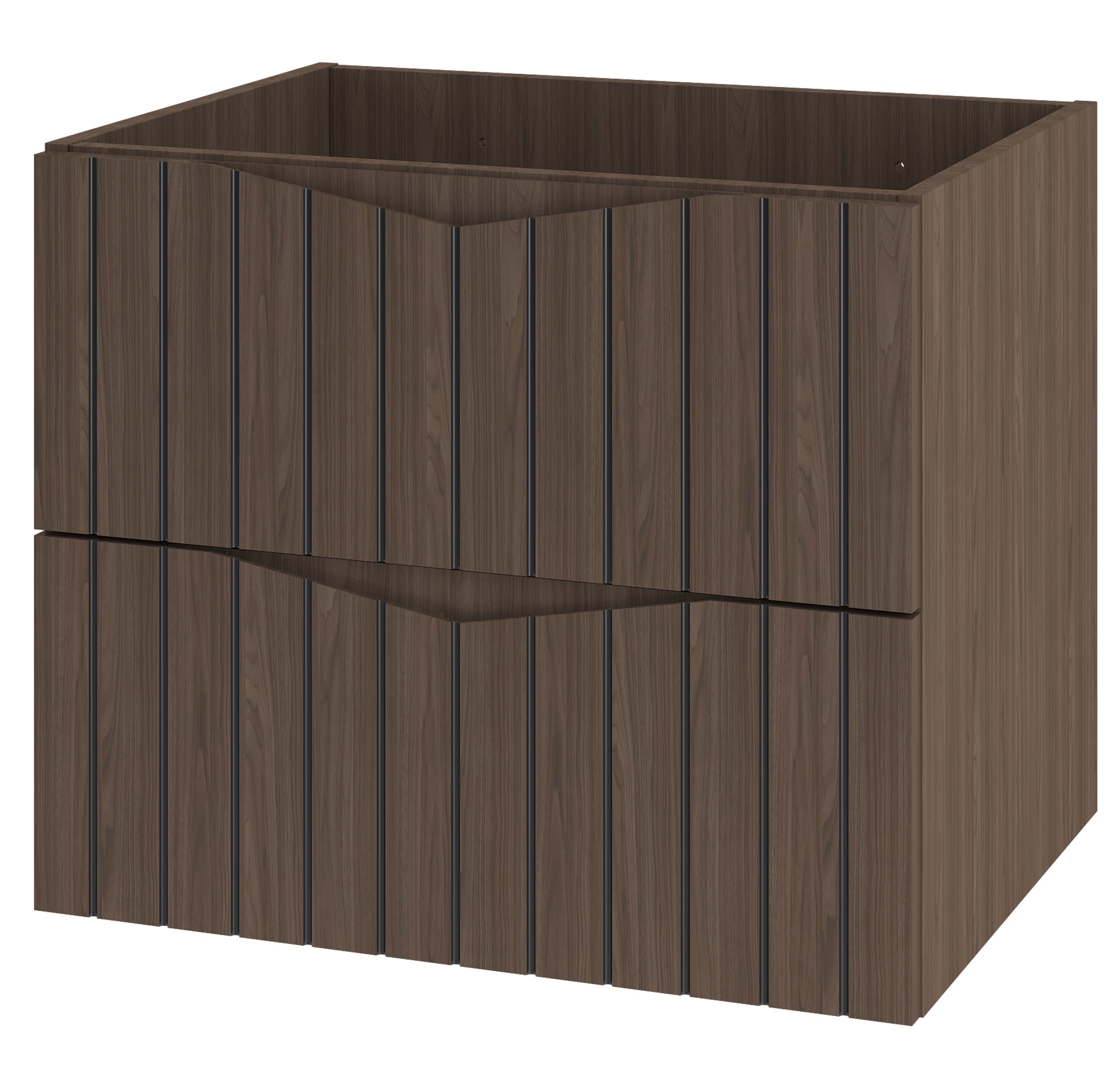 Szafka pod umywalkę Stella 60 cm ryflowane fronty orzech / czarny mat