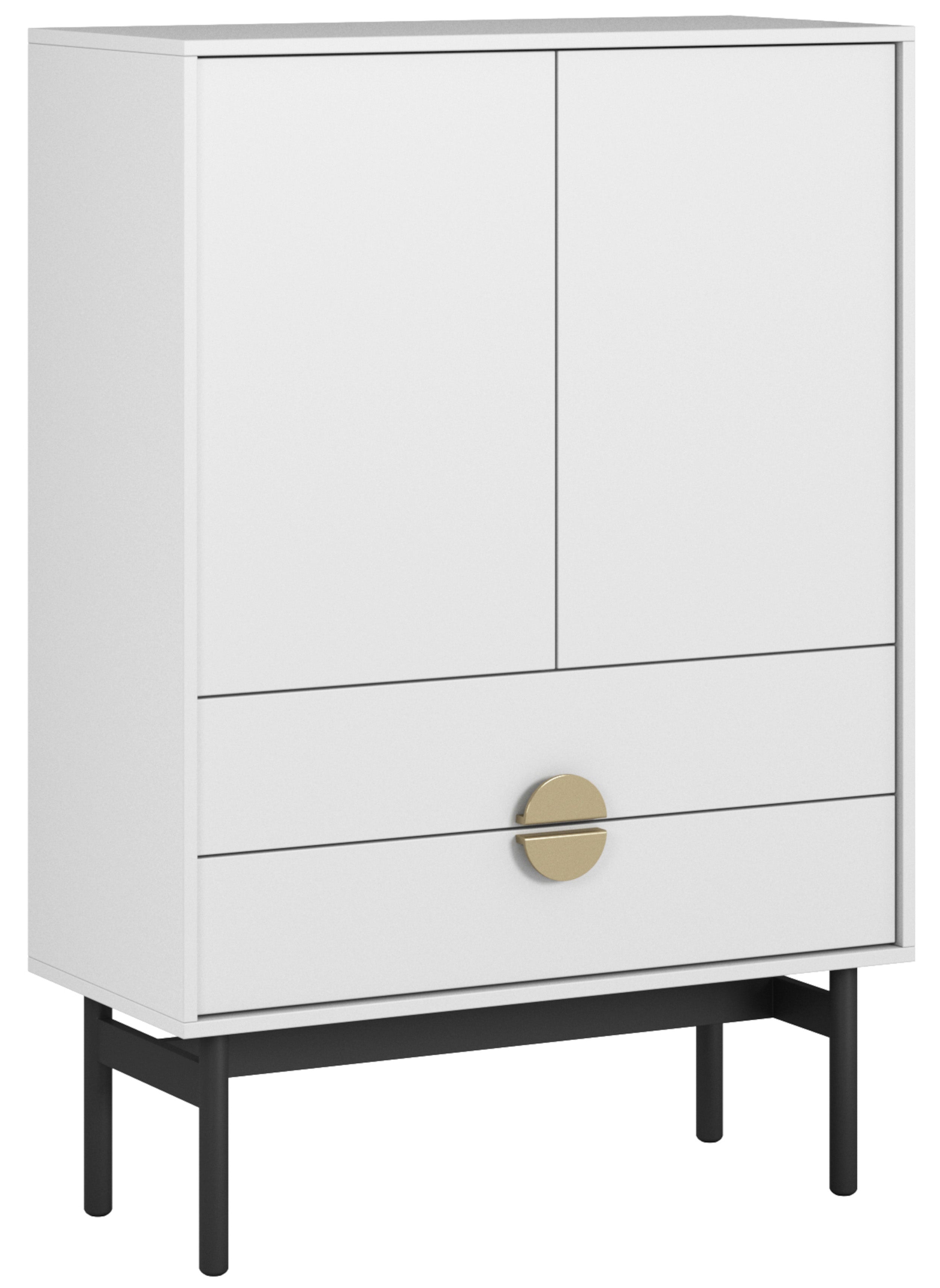 Komoda dwudrzwiowa Stoon z dwiema szufladami 85 cm Biała