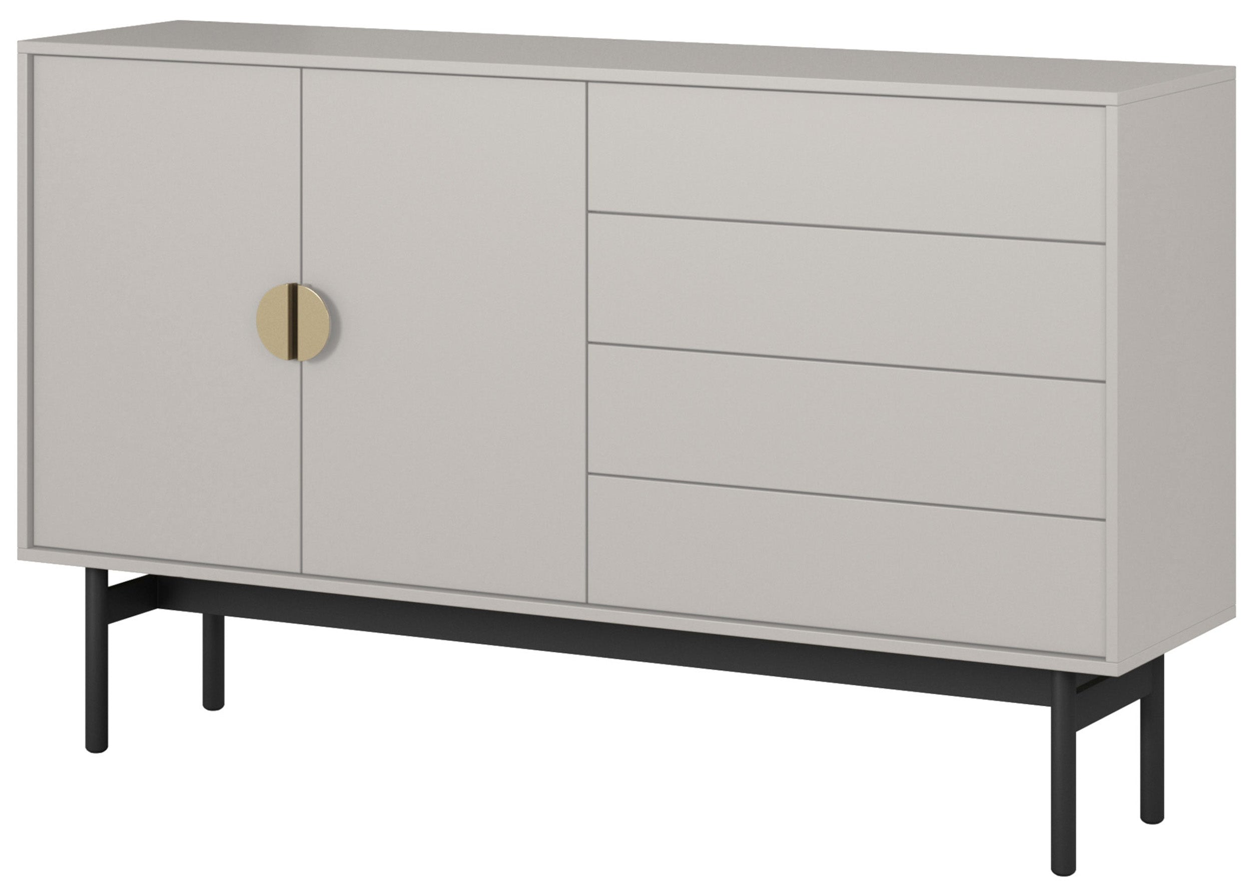 Komoda dwudrzwiowa Stoon z czterema szufladami 154 cm Szary beż