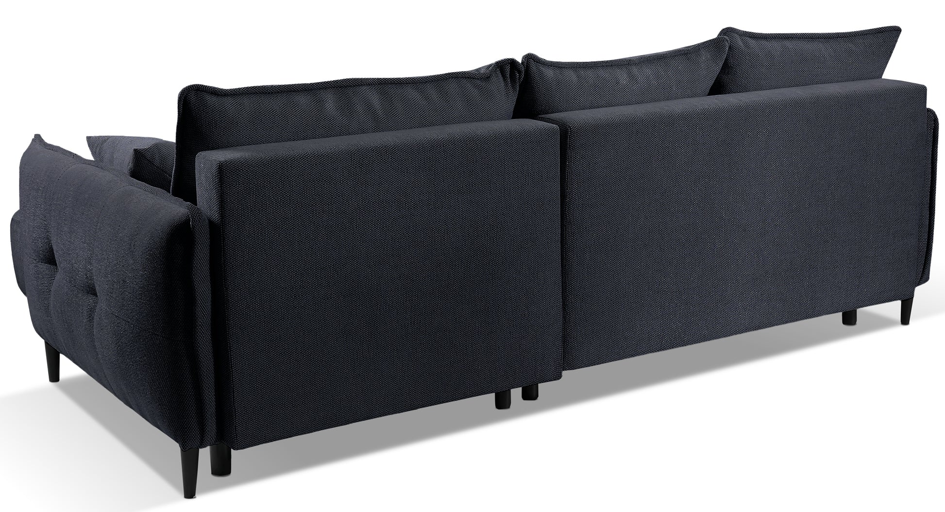 Narożnik Oblivio mini prawostronny z pojemnikiem granatowy - szerokość 244 cm