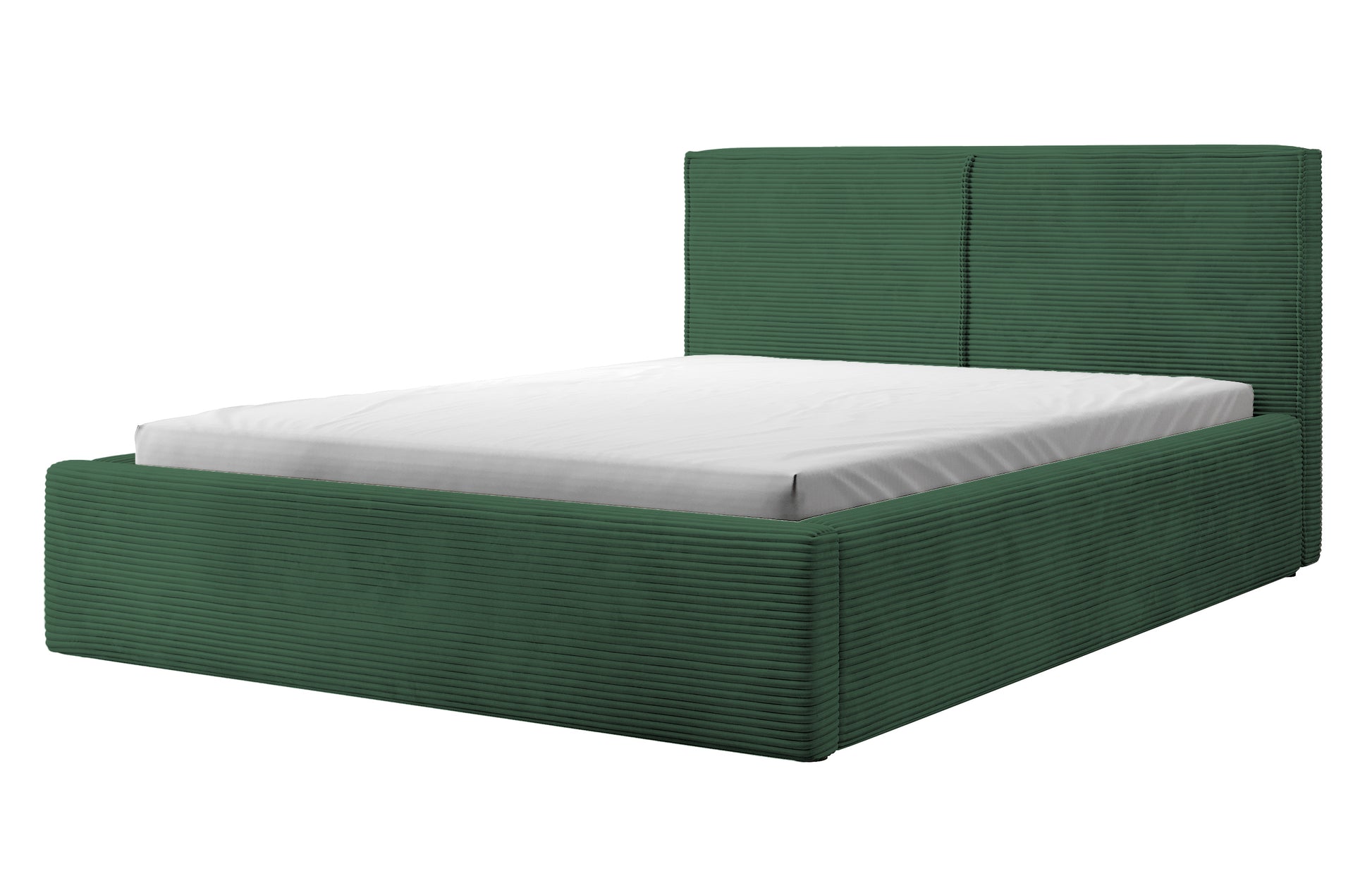 Łóżko tapicerowane 140x200 cm Farese ciemnozielone z pojemnikiem i siłownikiem gazowym ciemnozielone sztruks