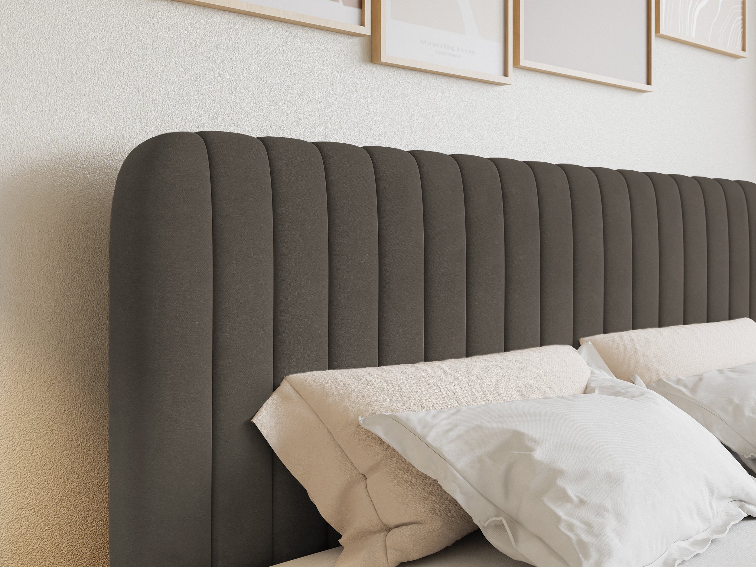 Łóżko kontynentalne 160x200 cm Saliano z pojemnikami i topperem brązowe welur - rodzaj materac bonellowy