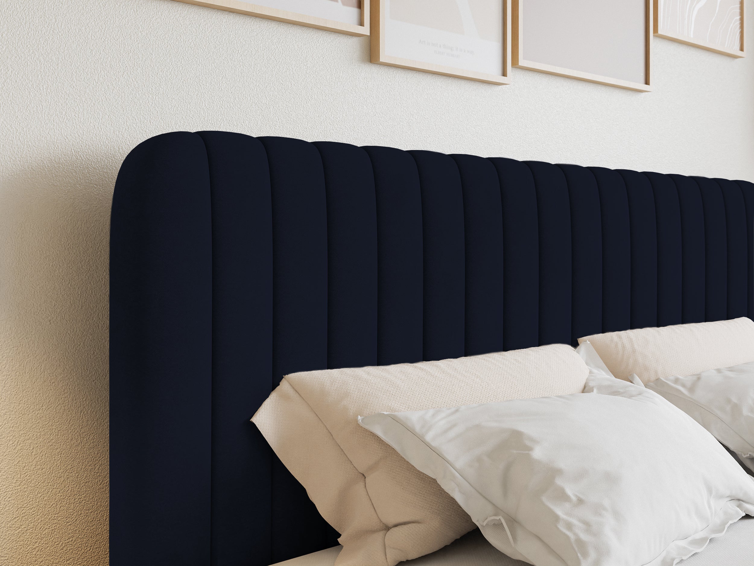 Łóżko kontynentalne 180x200 cm Saliano z pojemnikami i topperem granatowe welur - rodzaj materac bonellowy