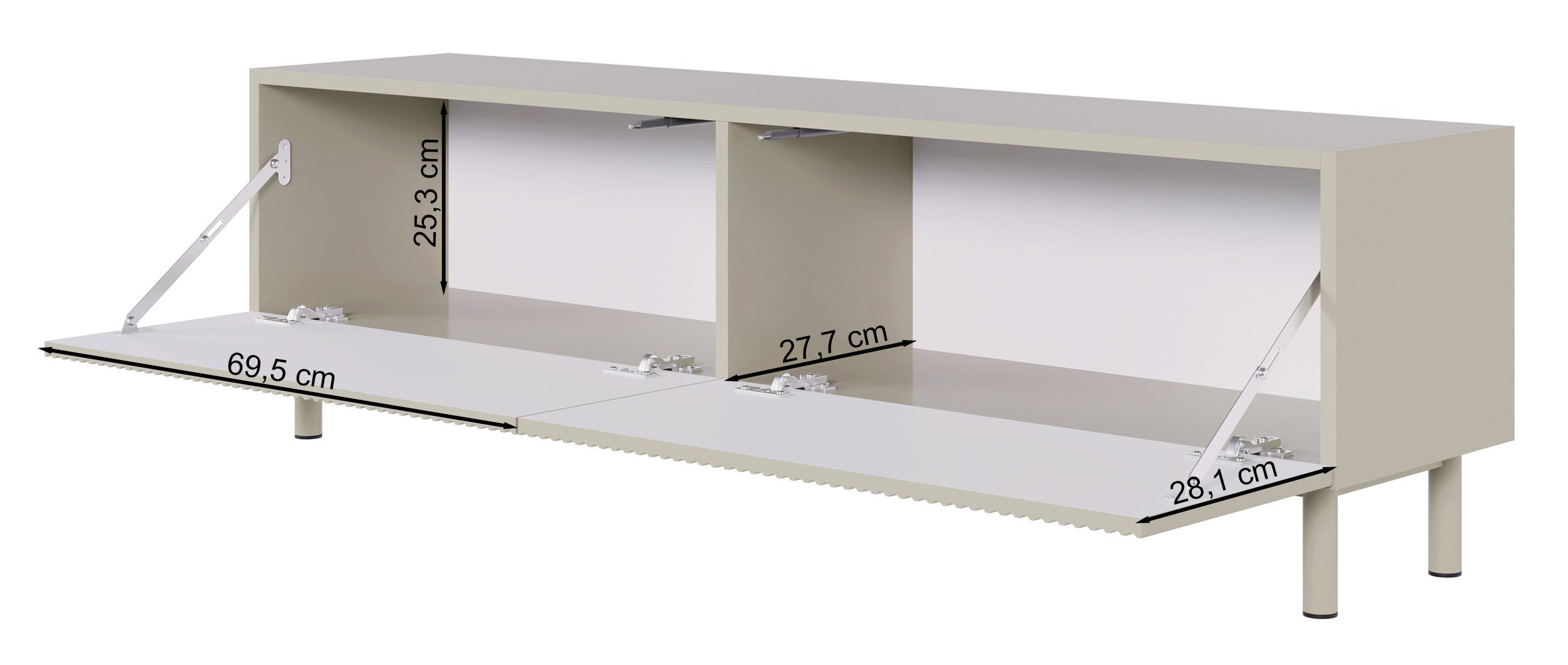 Szafka RTV Veldio New z frezowanym frontem 140 cm szary beż