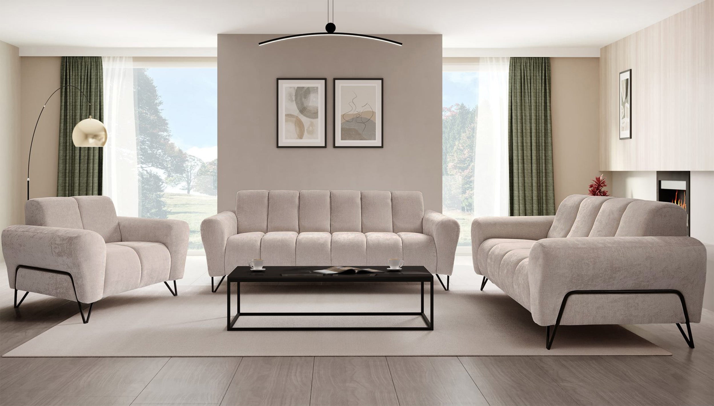 Sofa Volare dwuosobowa beżowa - tapicerowany tył