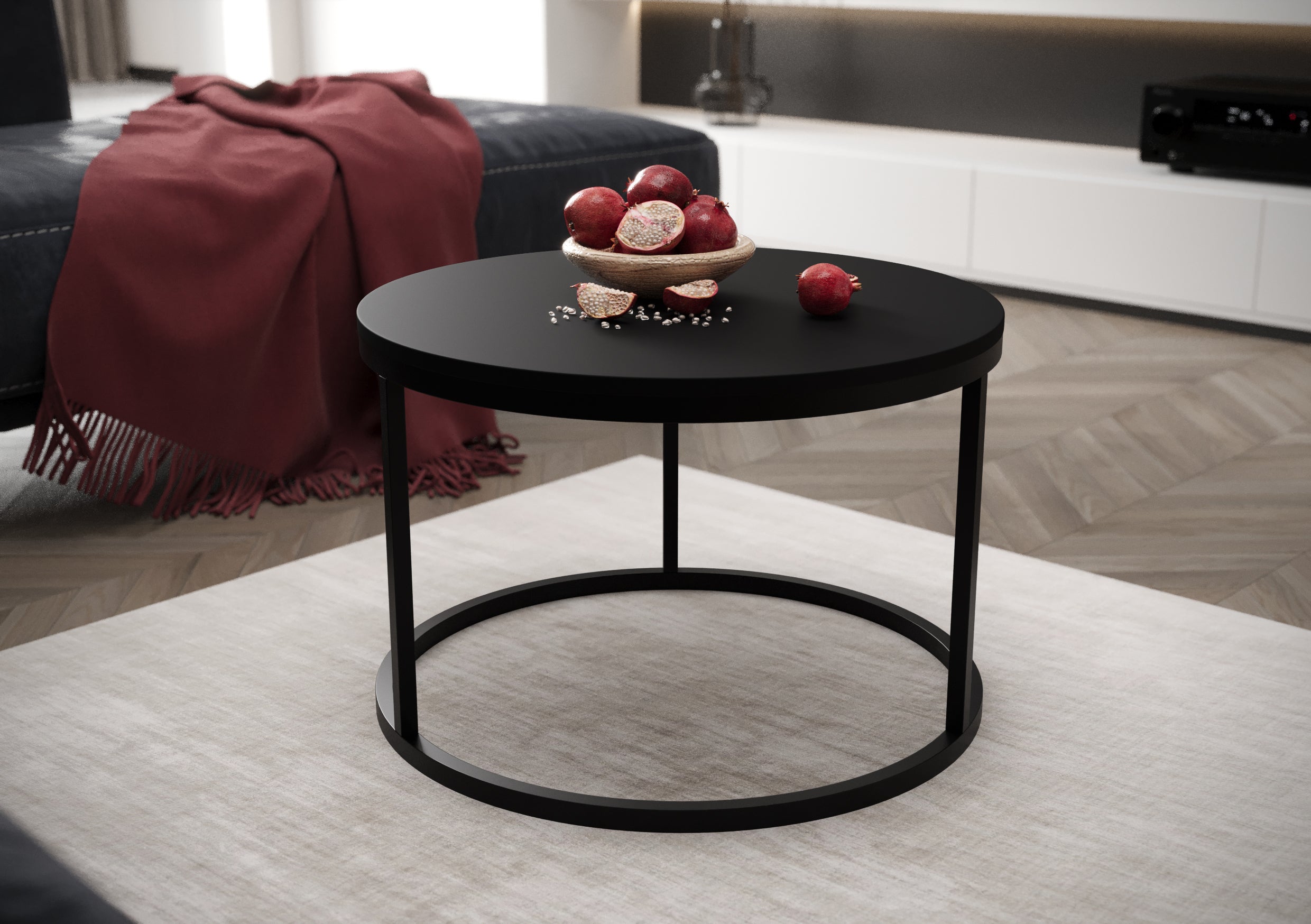 Stolik kawowy Sabello okrągły 60 cm czarny mat - materiał metal