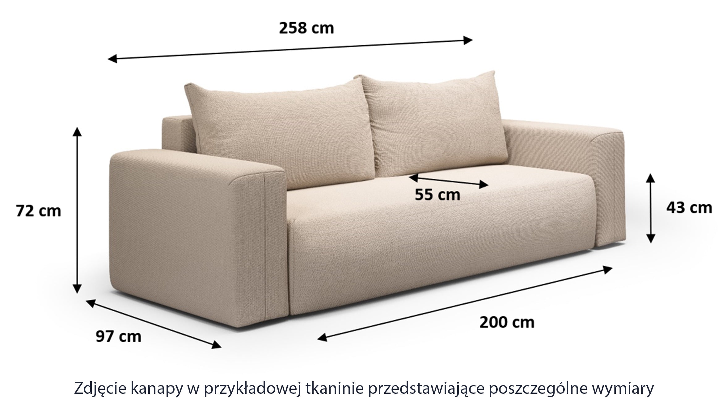 Kanapa rozkładana trzyosobowa Lummi z pojemnikiem oliwkowa szenil hydrofobowy
