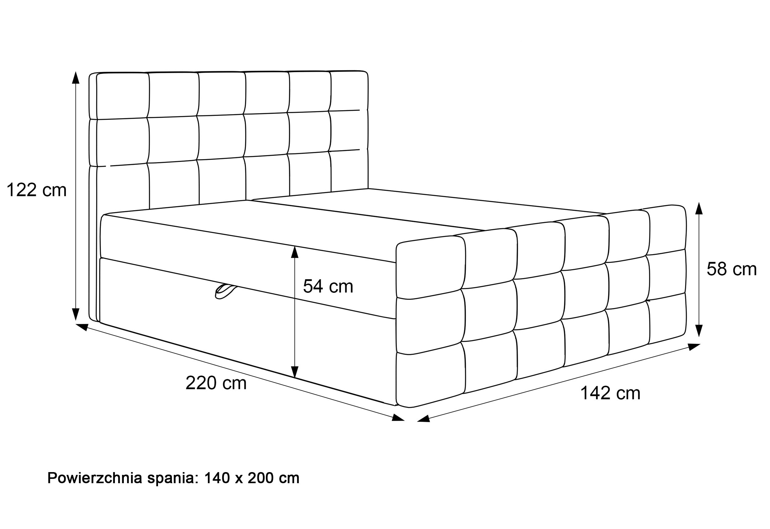 Łóżko kontynentalne 140x200 cm Padwa z pojemnikami i topperem oliwkowe welur