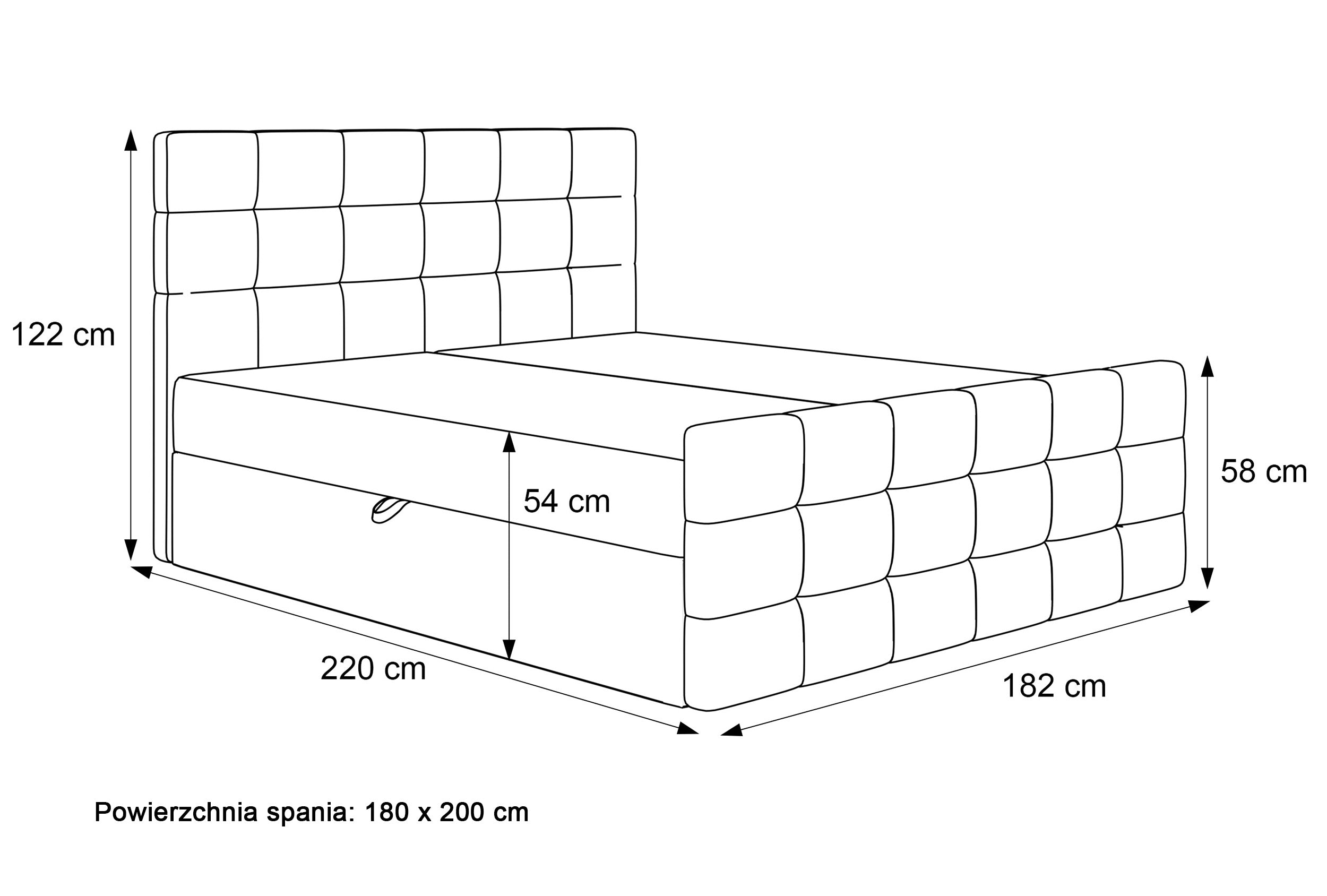 Łóżko kontynentalne 180x200 cm Padwa z pojemnikami i topperem oliwkowe welur