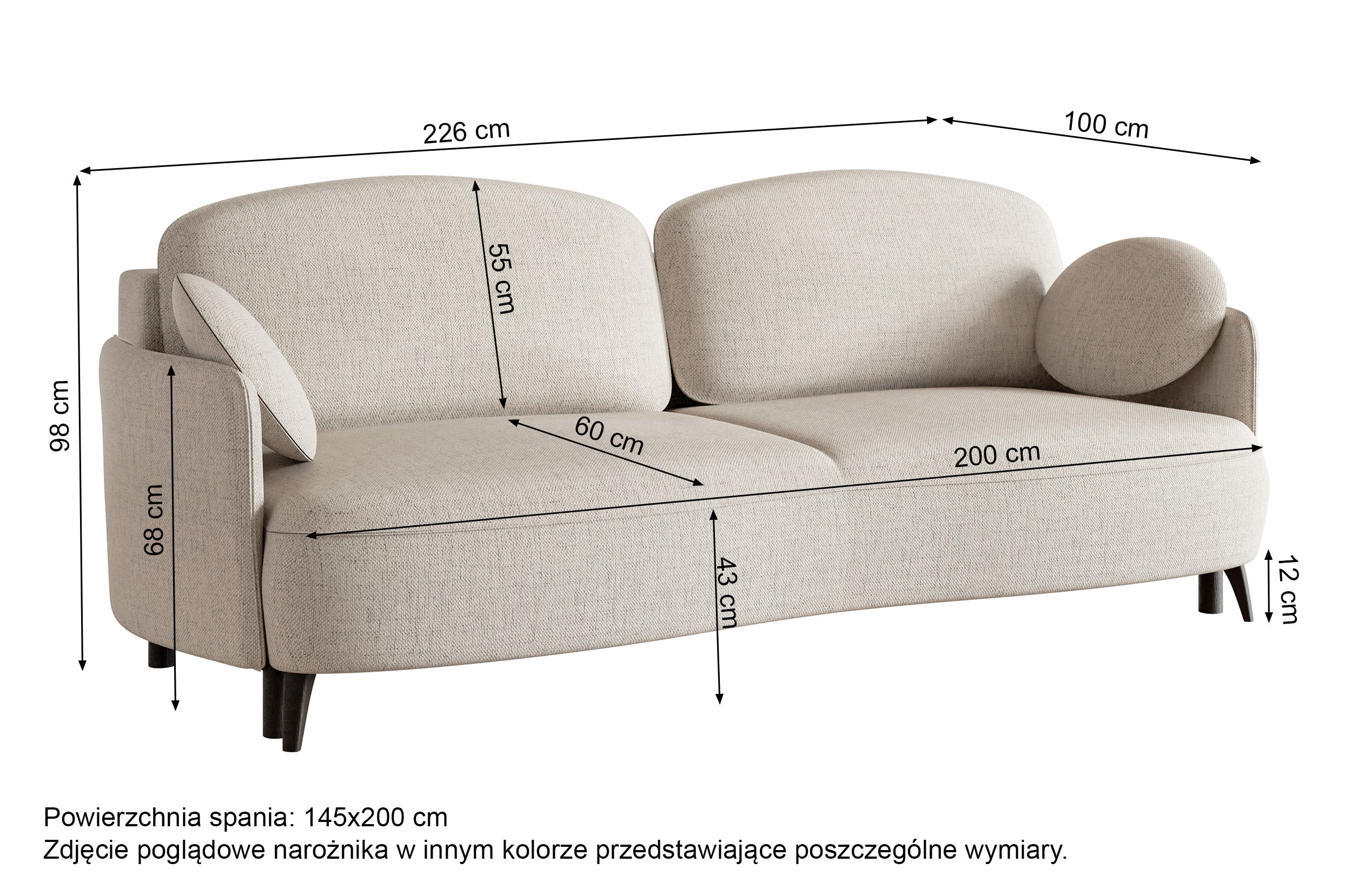 Kanapa rozkładana trzyosobowa Raviolo z pojemnikiem oliwkowa szenil hydrofobowy nóżki czarne