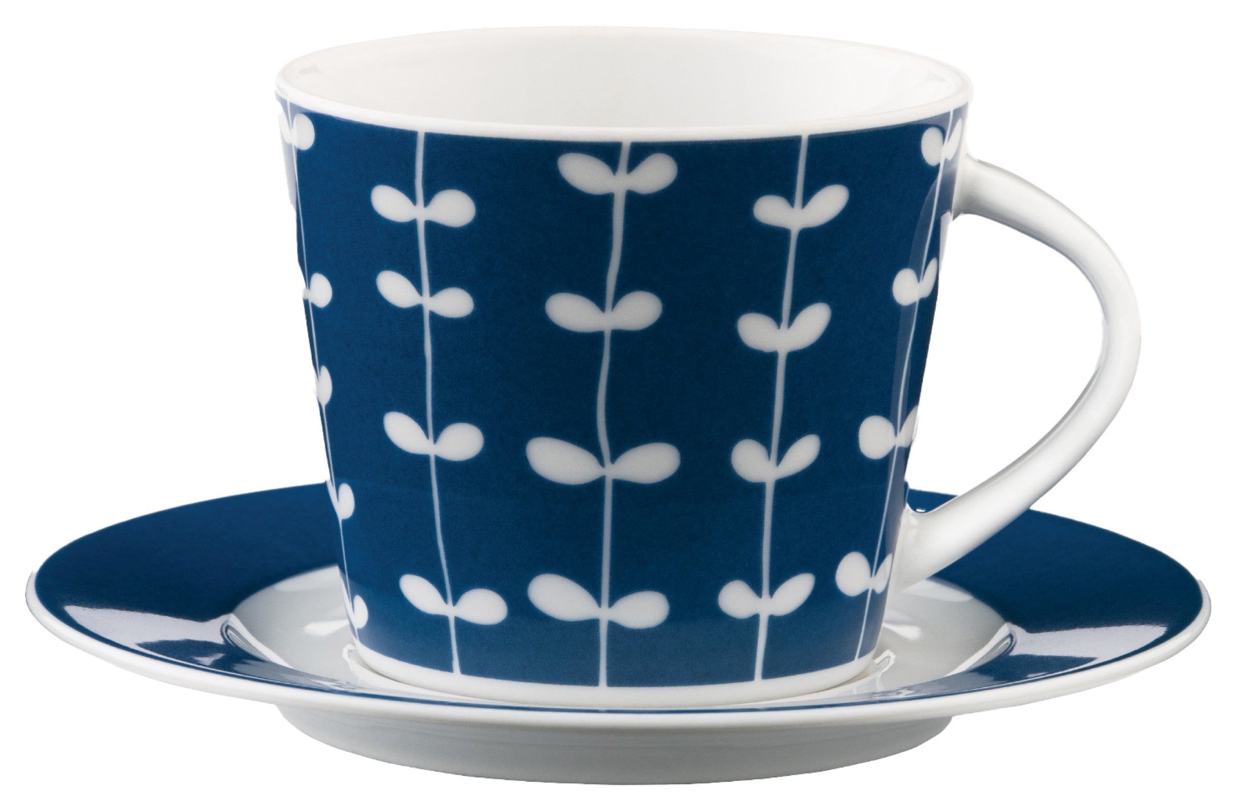 Zestaw filiżanek dla 6 os. porcelanowy Scandy Blue 300 ml biało-niebieskie