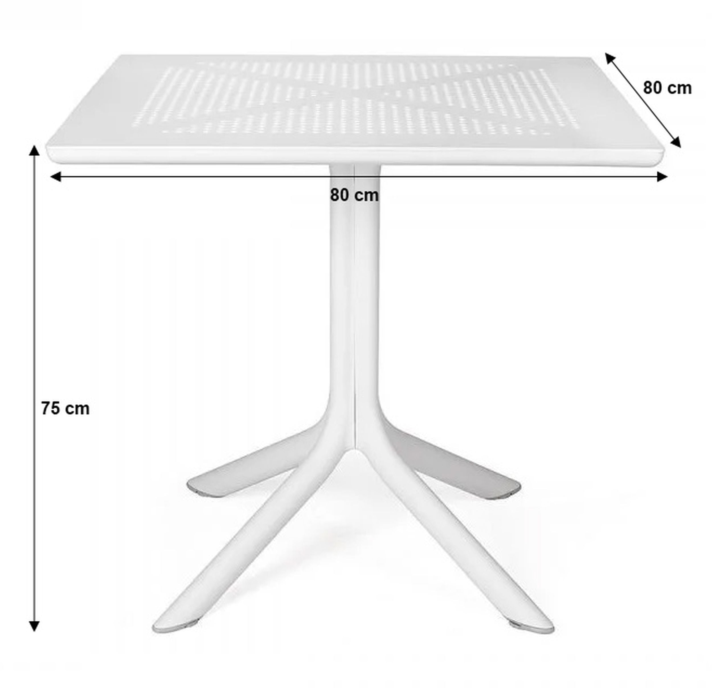 Stół ogrodowy kwadratowy Clip Nardi 80 cm z certyfikowanego tworzywa antracytowy