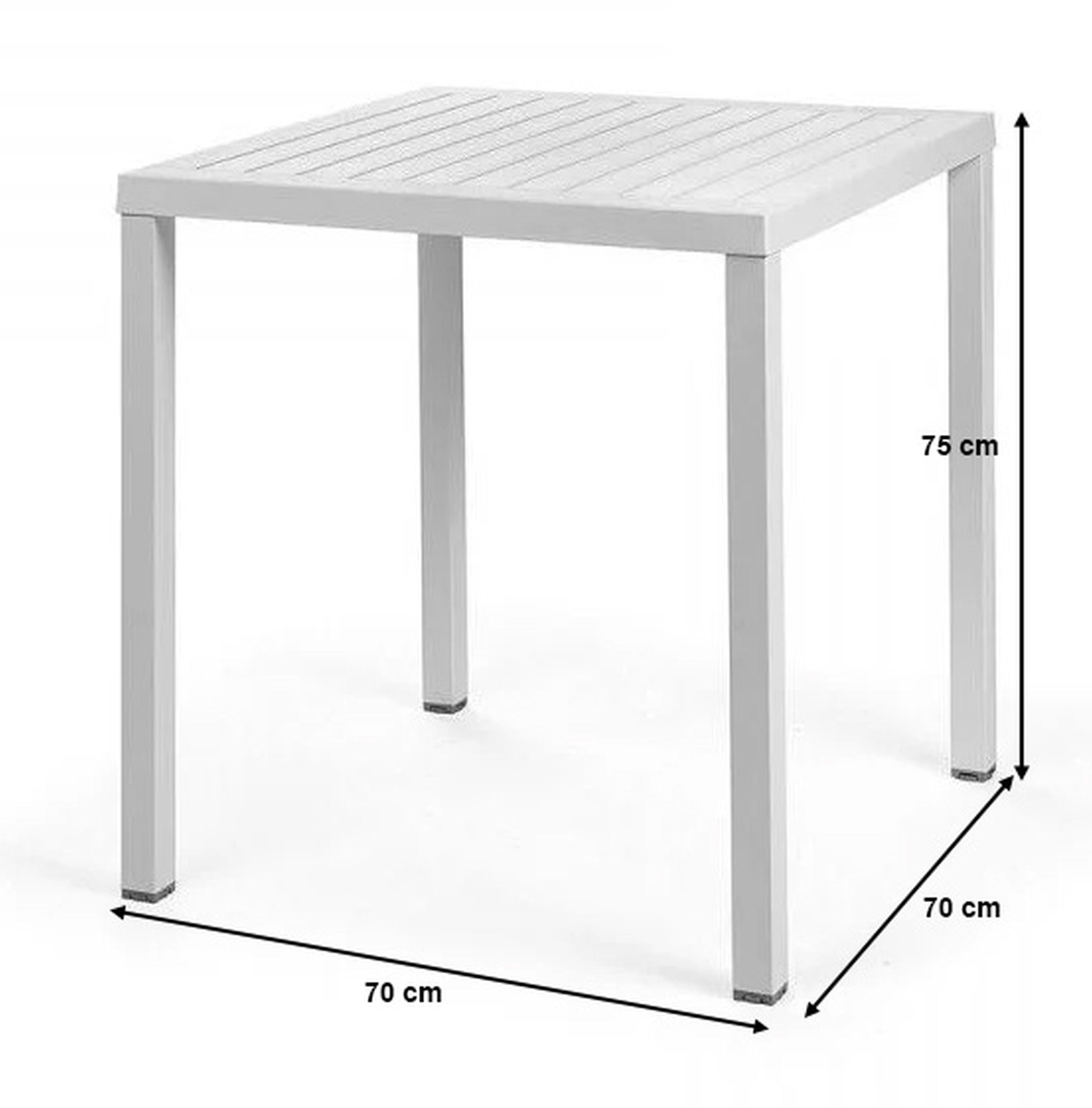 Zestaw ogrodowy stół kwadratowy Cube 70 cm i 4 krzesła z podłokietnikami Net Nardi z certyfikowanego tworzywa brązowy