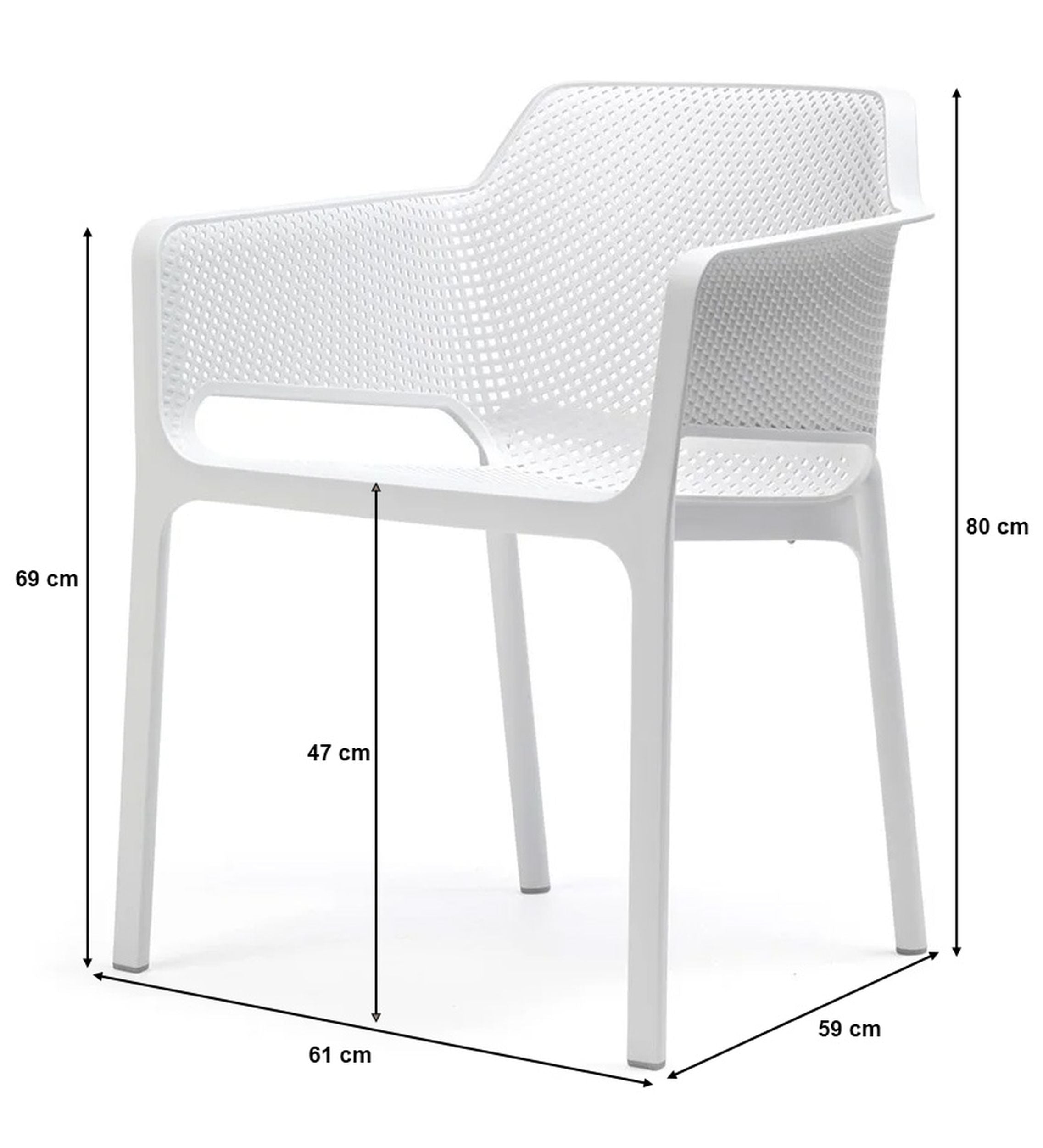 Zestaw ogrodowy rozkładany stół Rio 210-280x100 cm i 8 krzeseł Net Nardi z certyfikowanego tworzywa biały