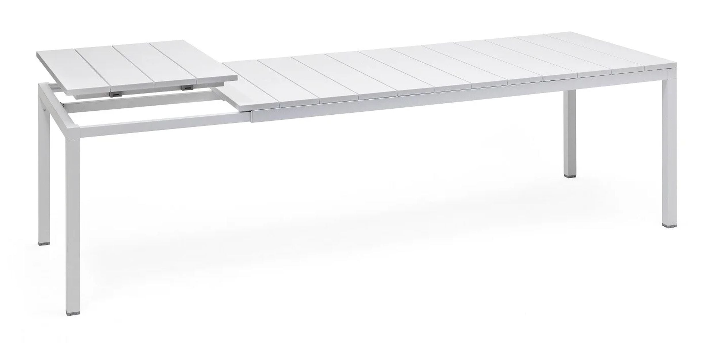 Zestaw ogrodowy rozkładany stół Rio 210-280x100 cm i 8 krzeseł Net Nardi z certyfikowanego tworzywa biały