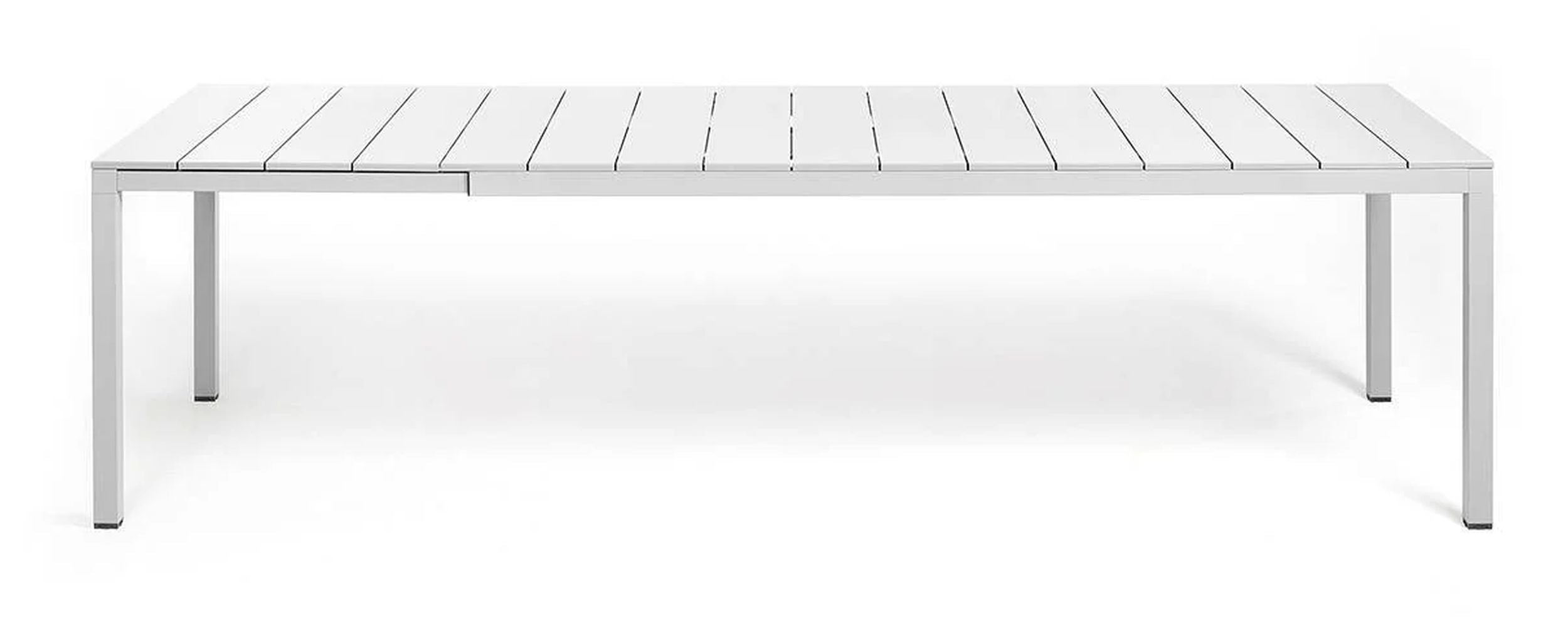 Zestaw ogrodowy rozkładany stół Rio 210-280x100 cm i 8 krzeseł Net Nardi z certyfikowanego tworzywa biały