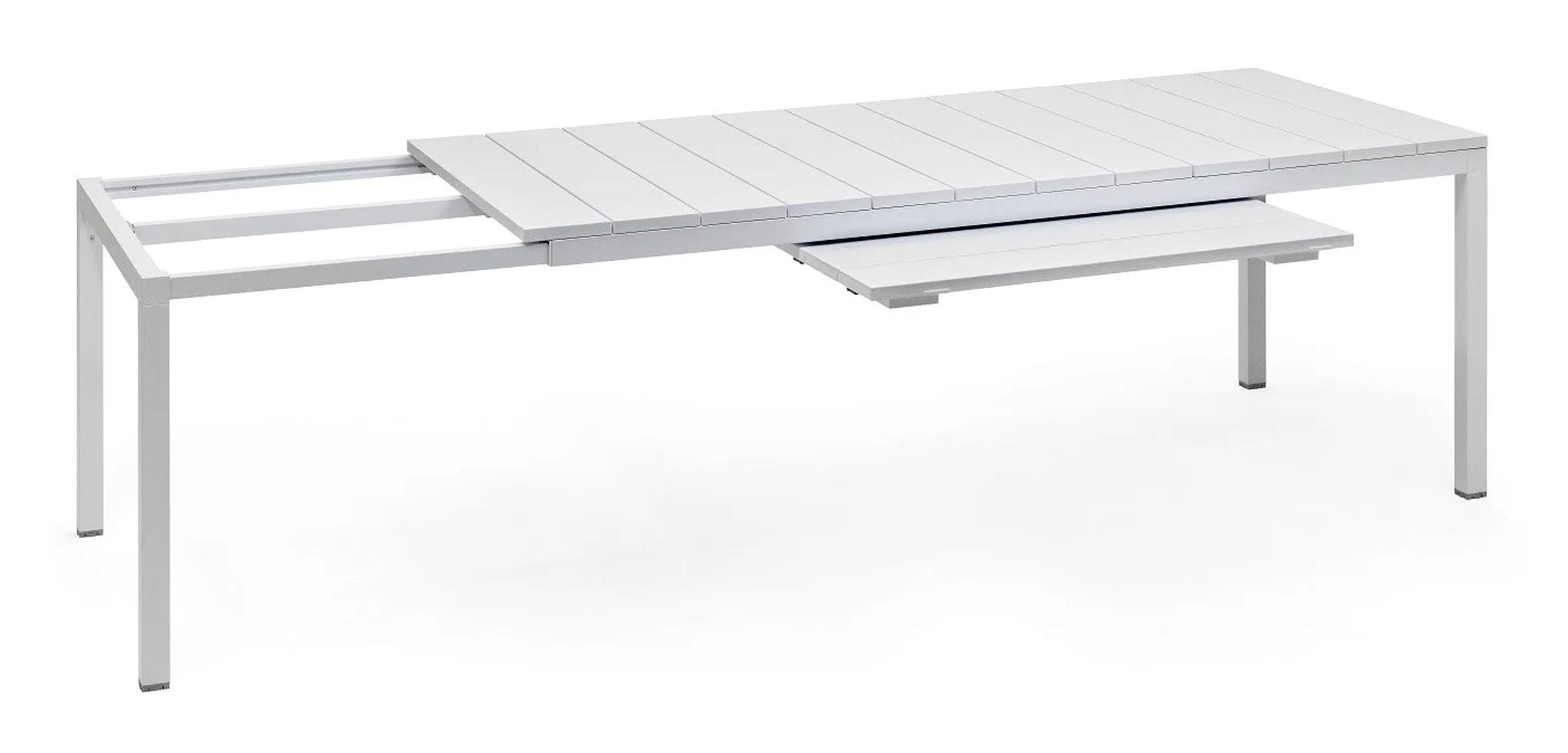 Zestaw ogrodowy rozkładany stół Rio 210-280x100 cm i 8 krzeseł Net Nardi z certyfikowanego tworzywa biały