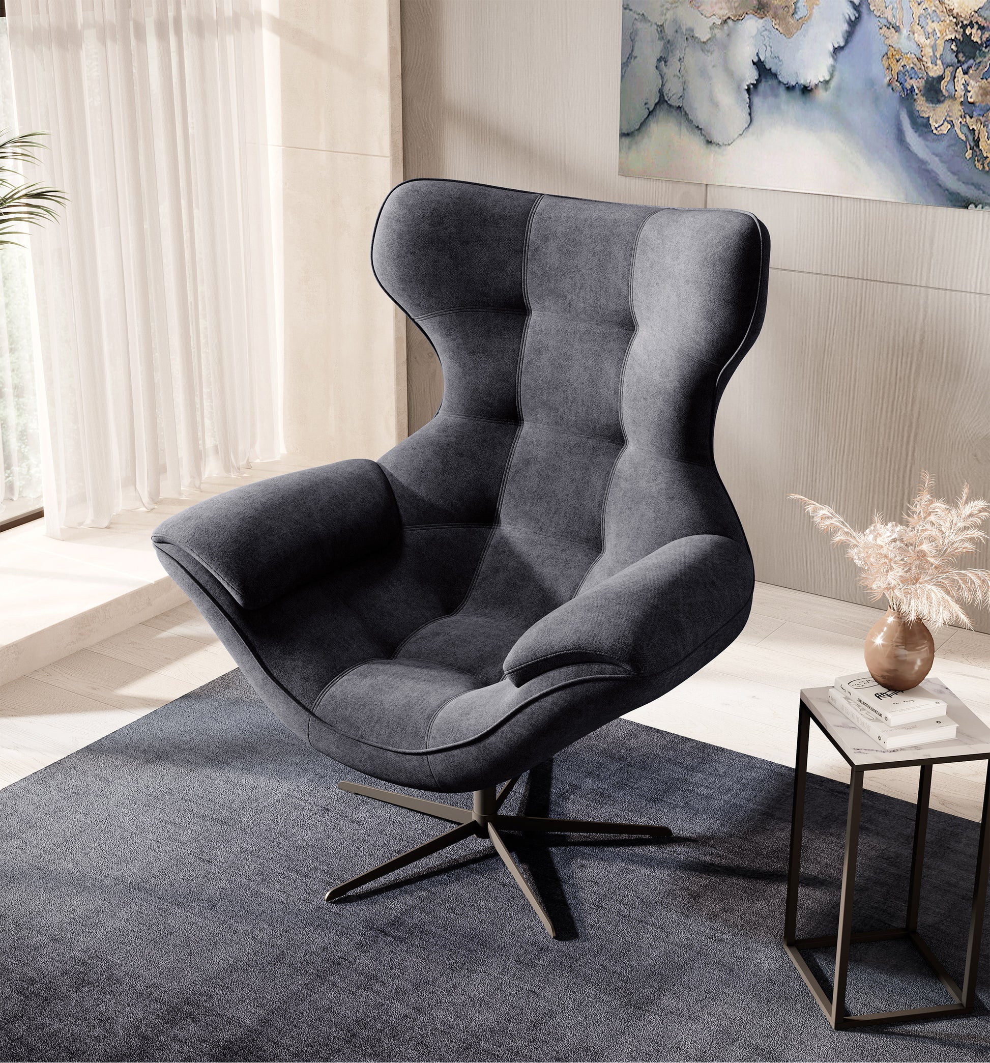 Fotel obrotowy Yoggie ciemnoszary - materiał metal