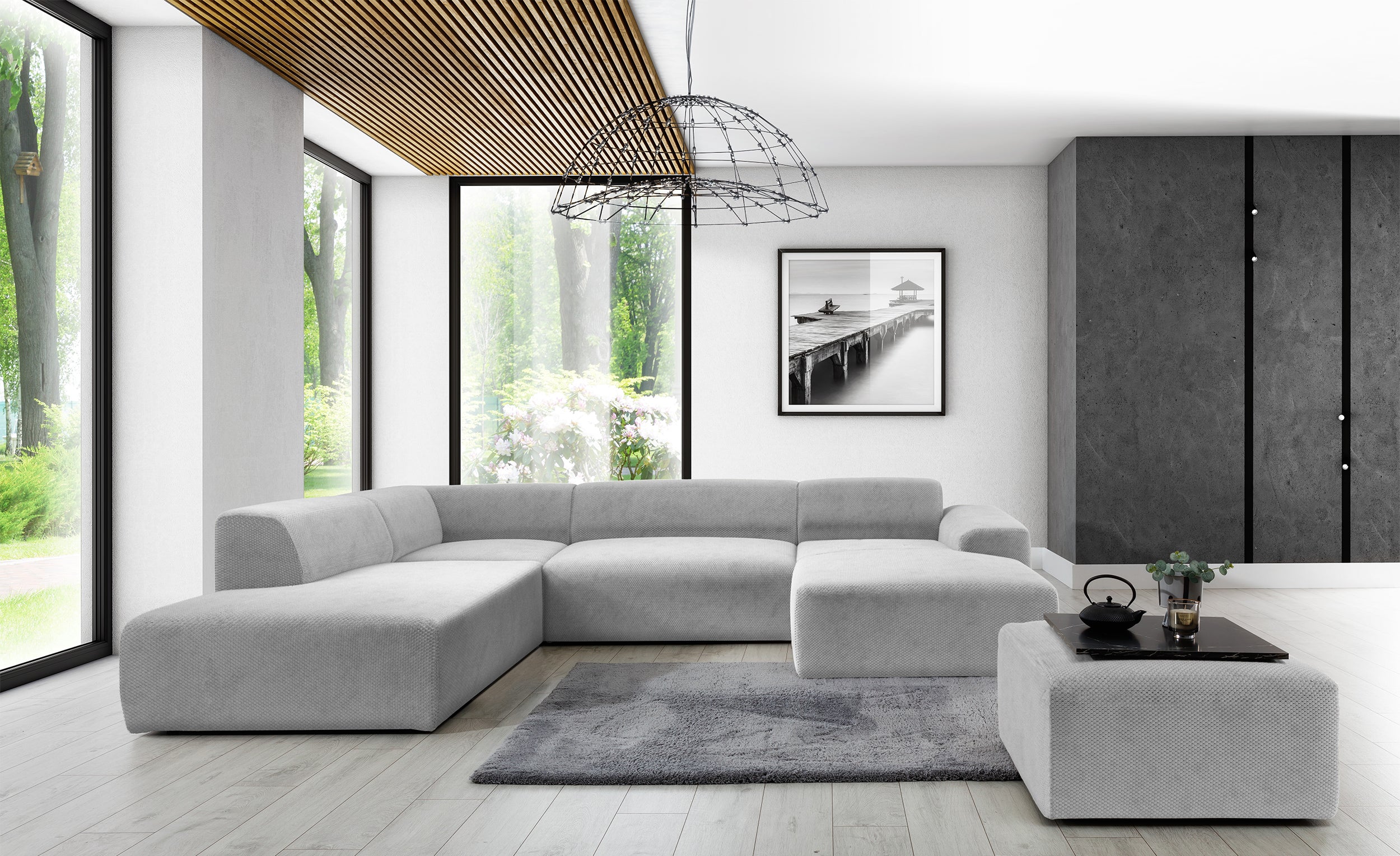 Pufa Terrafino 80x80 cm szara w tkaninie hydrofobowej
