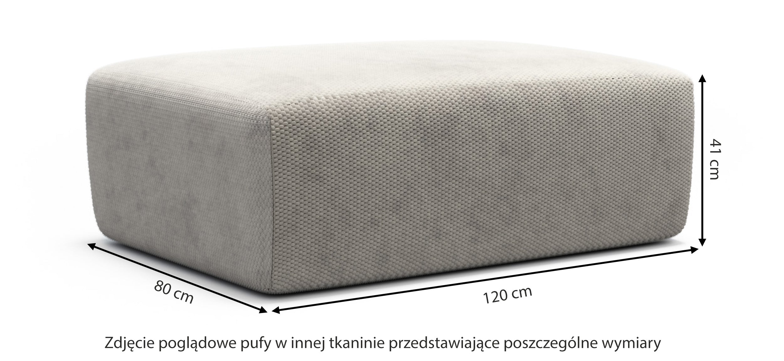 Rysunek wymiarowy - Pufa Terrafino 120x80 cm ciemnoszara: szerokość 120 cm, głębokość 80 cm, wysokość 41 cm