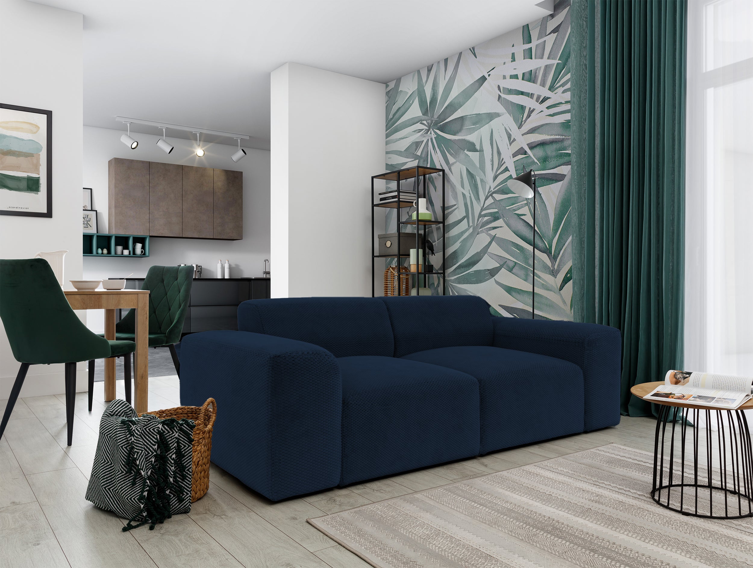 Sofa Terrafino dwuosobowa granatowa w aranżacji salonie