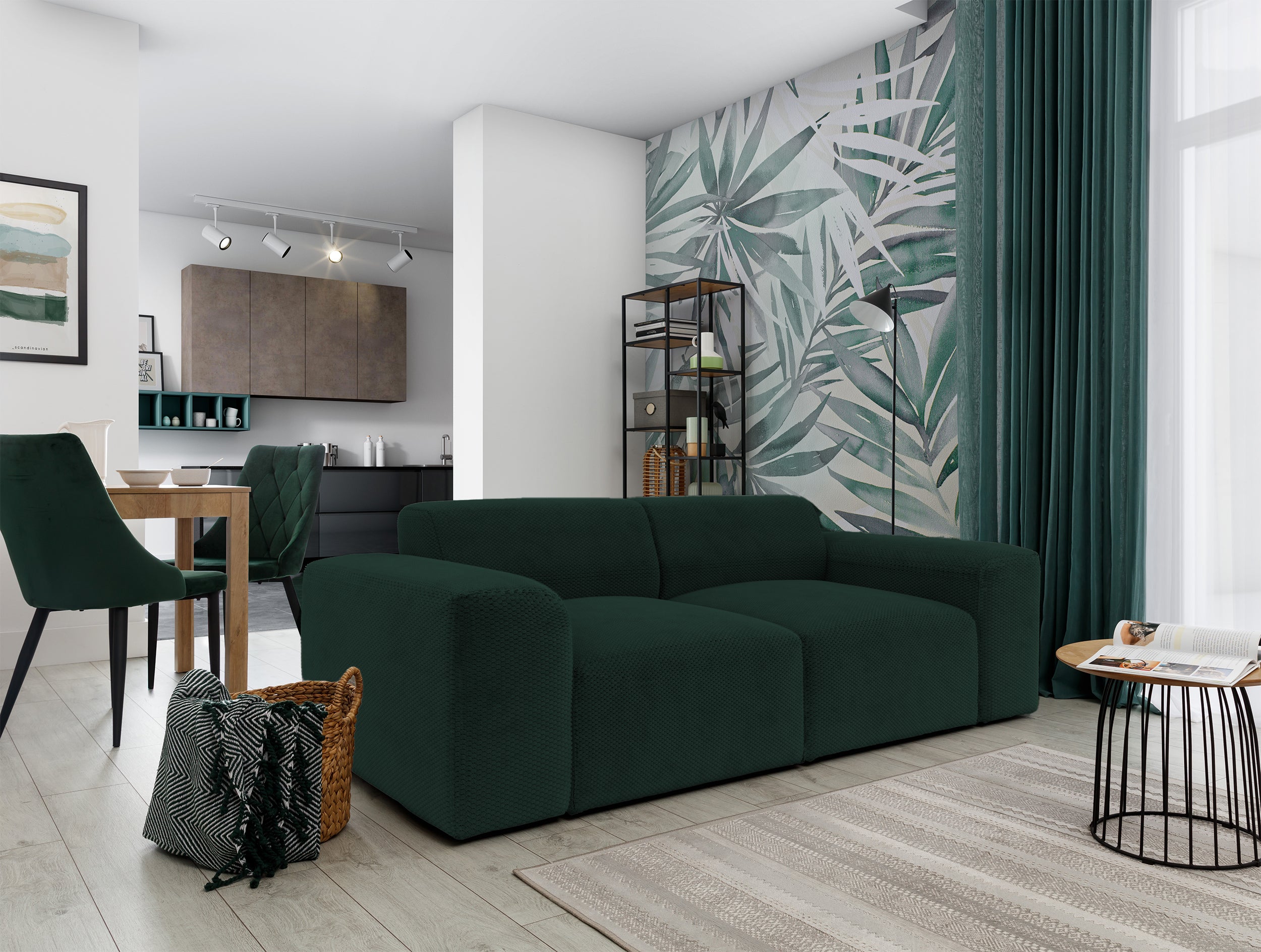Sofa dwuosobowa Terrafino zielona w tkaninie hydrofobowej