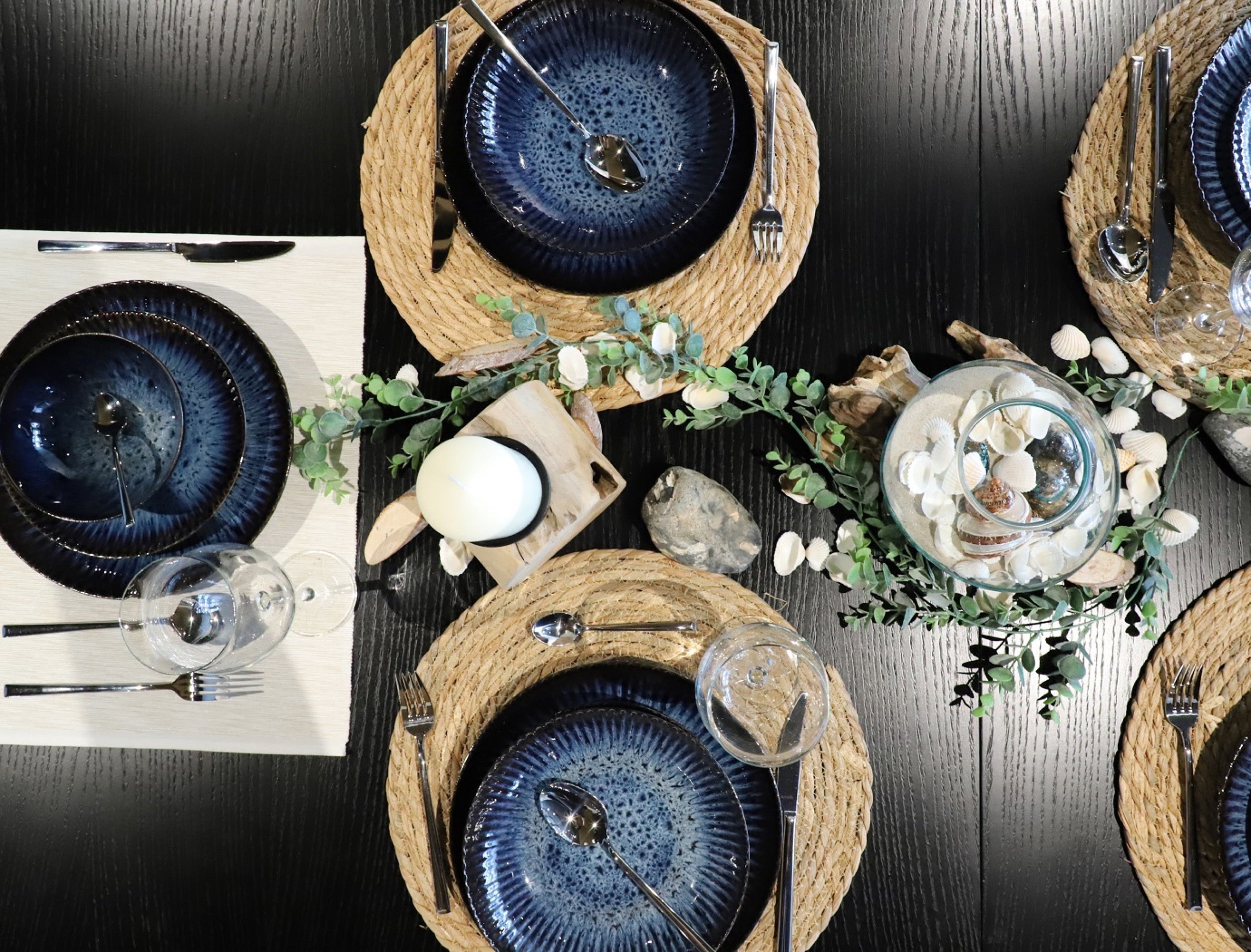 Zestaw talerzy dla 4 os. Cosmos ceramiczny niebieski